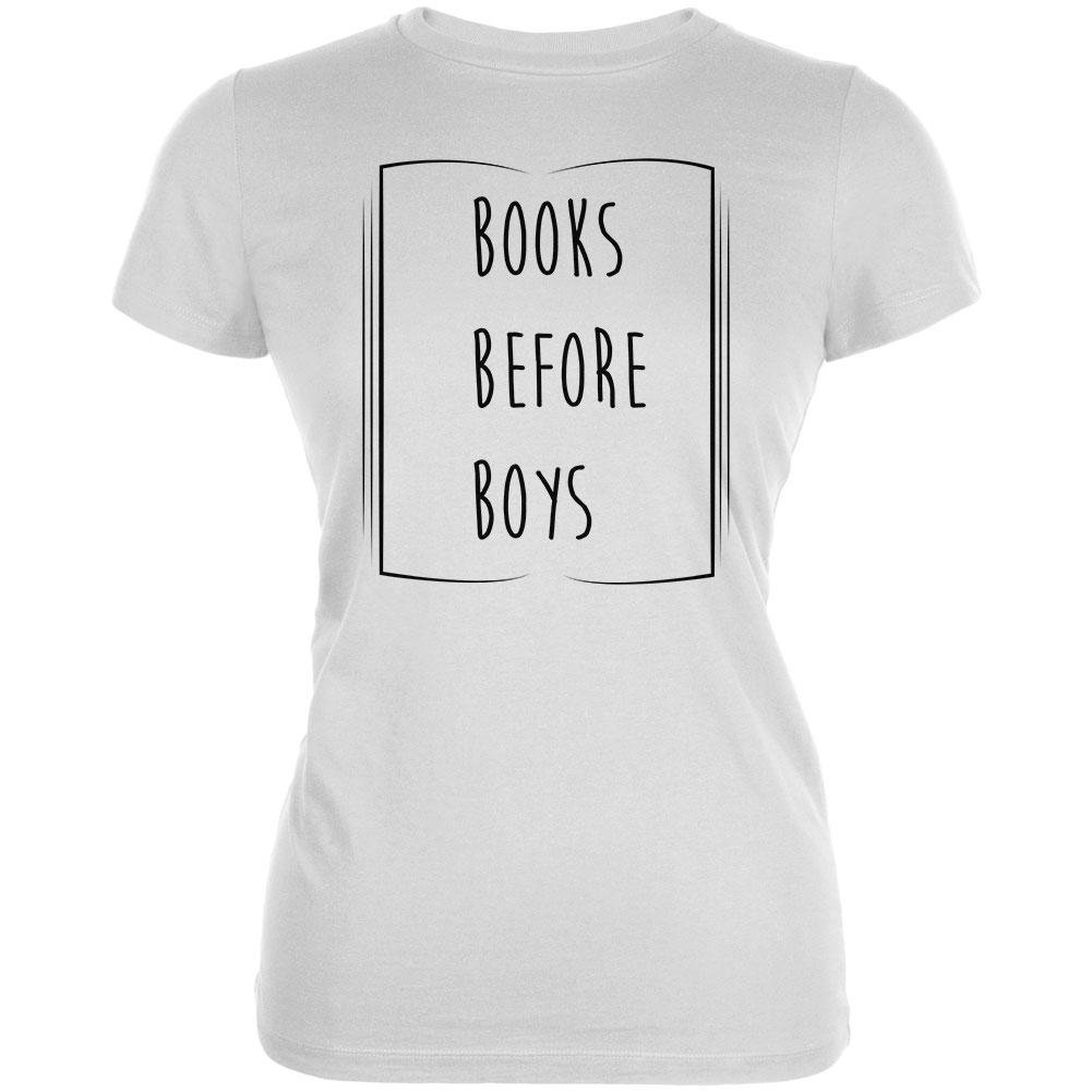 Old Glory Education Smart Women Books Before Boys Juniors Soft Cotton T-Shirt - White Medium - Perfect for School, Library & Casual Wear