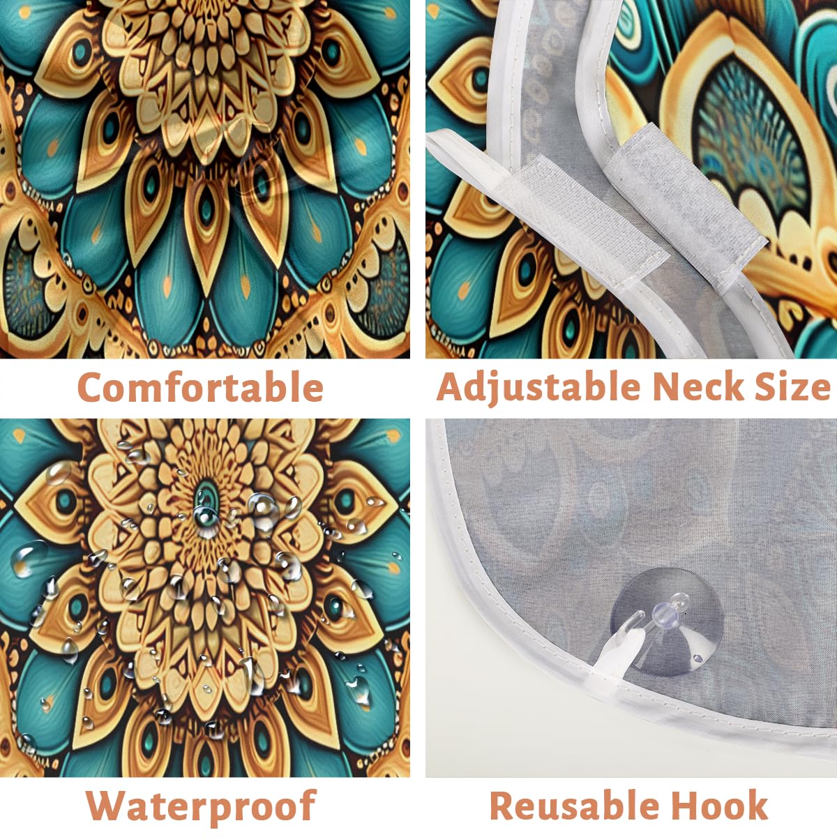 Mandala Seamless Pattern Beard Shaving Bib for Men - Waterproof Hair Dye Apron for Barber & Makeup Artists - Sink Hair Catcher for Beard Trimming & Haircut - Perfect Salon & Home Grooming Accessory (Great Gift for Barbers & Stylists)