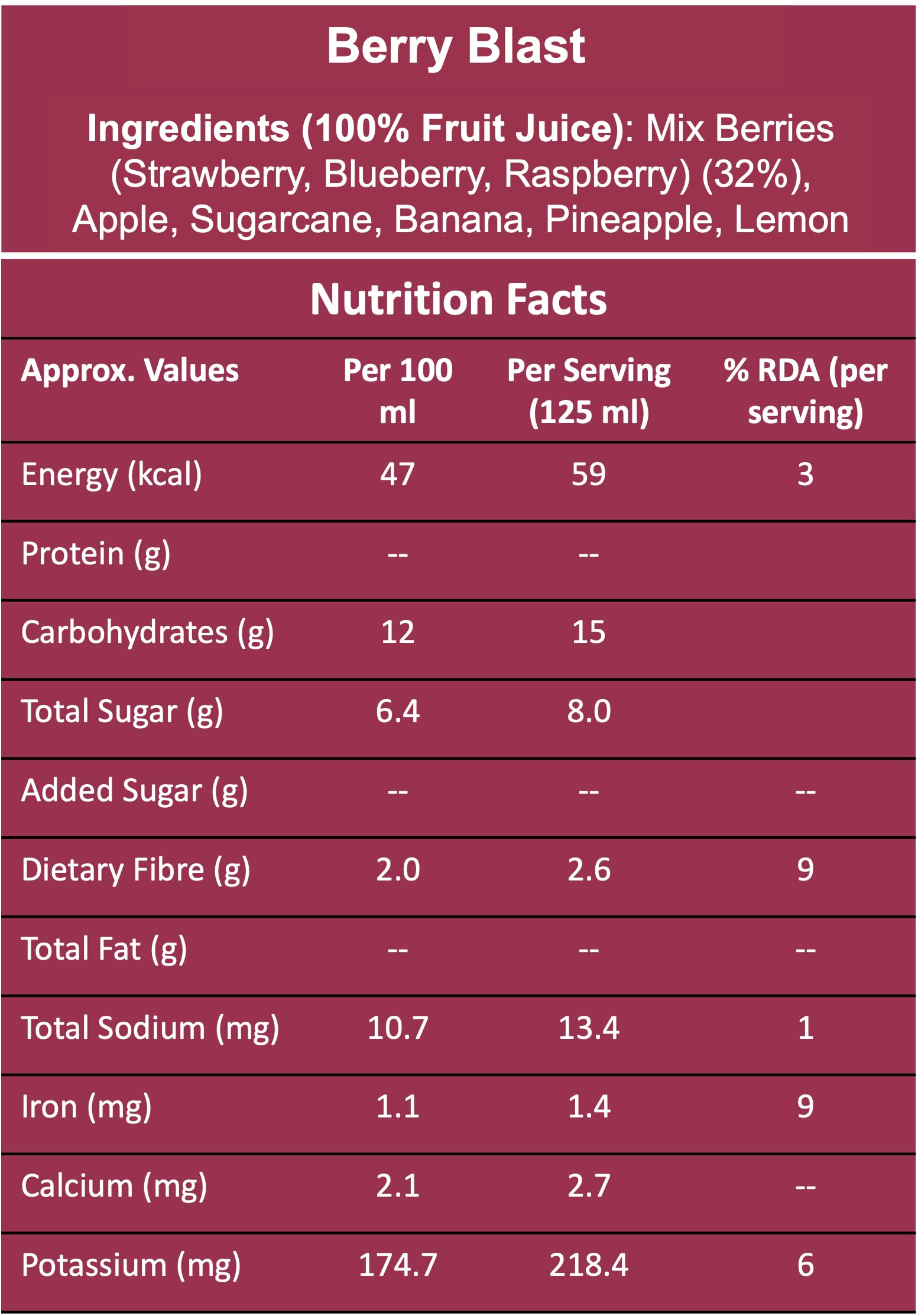 Yu Foodlabs 100% Natural Berry Blast Juice with Blueberry Pieces - No Added Sugar, Zero Preservatives - Healthy Beverage for Kids & Adults - Pack of 3 (750ml Total) - Perfect for Breakfast, Lunch Boxes & On-the-Go Hydration