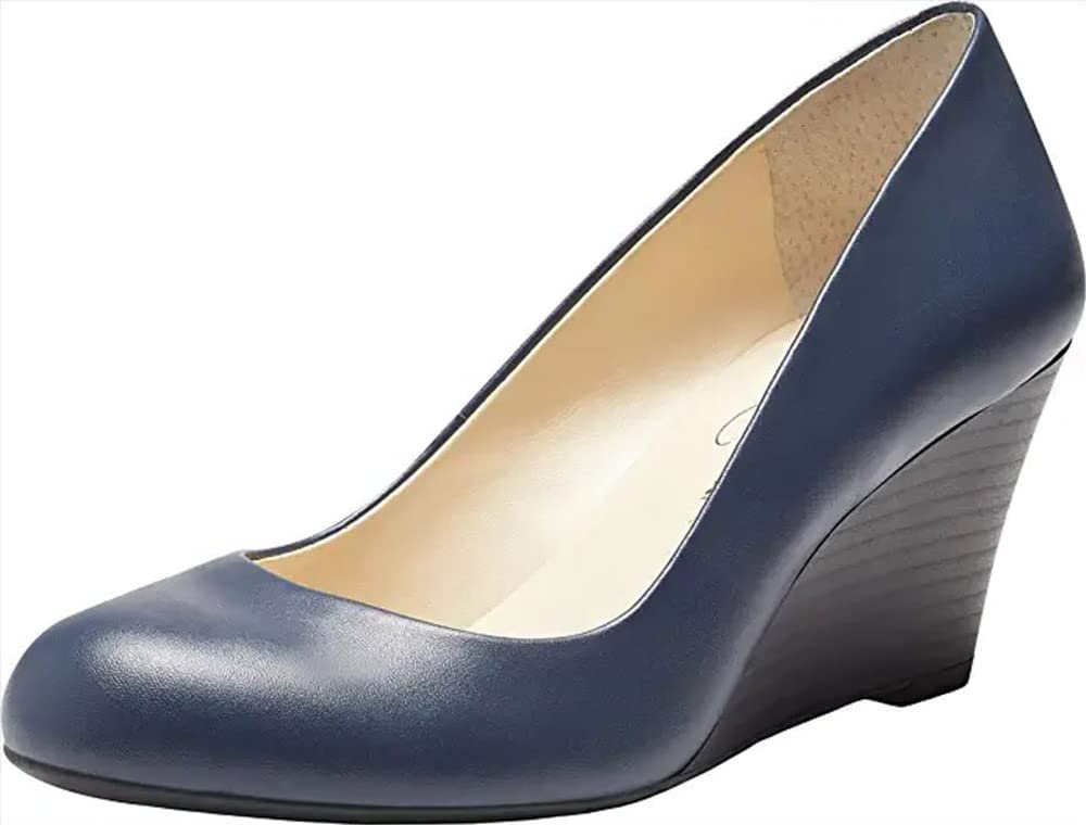 Jessica Simpson Women's Sampson Round Toe Wedge Heels Pumps - Comfortable Dress Shoes for Work, Party & Wedding | Stylish Women's Fashion Shoes for Office, Night Out & Special Occasions