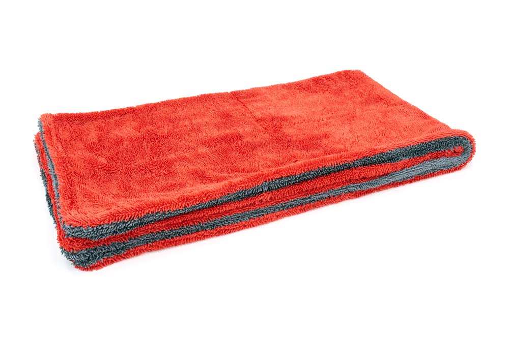 Autofiber Dreadnought XL Microfiber Towel - Super Absorbent Car Drying Towel for Cars, Trucks & SUVs - 20x40 Inch Double-Twist Pile - One-Pass Vehicle Drying - Pack of 1 (Red/Gray) - Perfect for Detailing, Washing & Quick Drying at Home or Car Wash