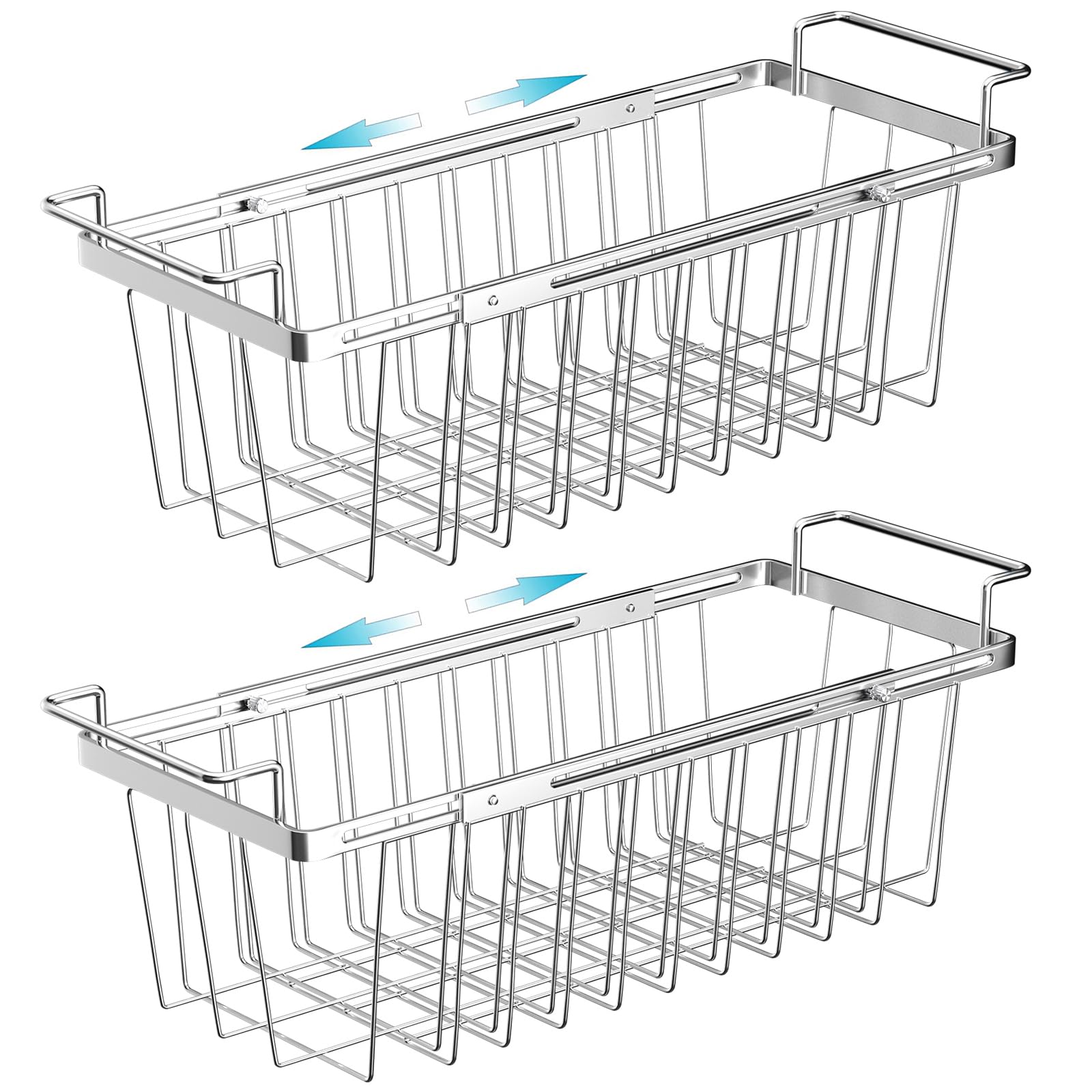 Expandable Freezer Baskets for Chest Freezer - 2 Pack Stainless Steel Deep Freezer Organizer Bins & Over The Sink Dish Drying Rack - Perfect for Kitchen Storage, Pantry Organization & Small Space Saving