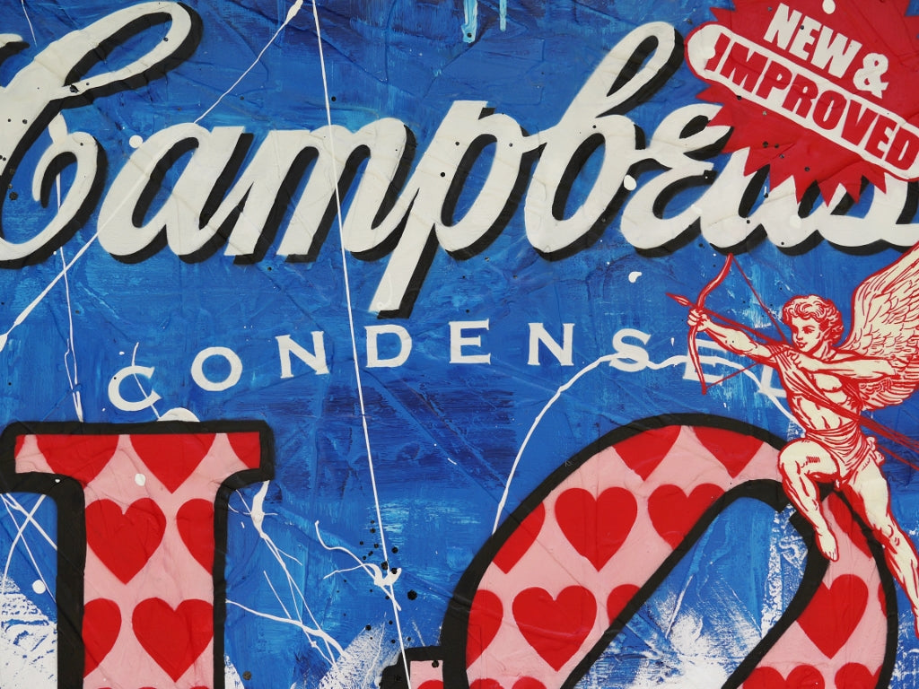 Campbell's Soup Textured Urban Pop Art Painting - 100cm x 140cm Canvas Wall Decor for Living Room, Bedroom & Office | Andy Warhol Inspired Modern Artwork
