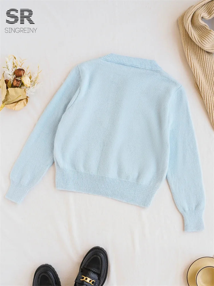 Cherry Beading Design Sweater for Women - Elegant Knit Pullover with Floral Embroidery - Perfect for Casual Outings, Office Wear & Date Nights