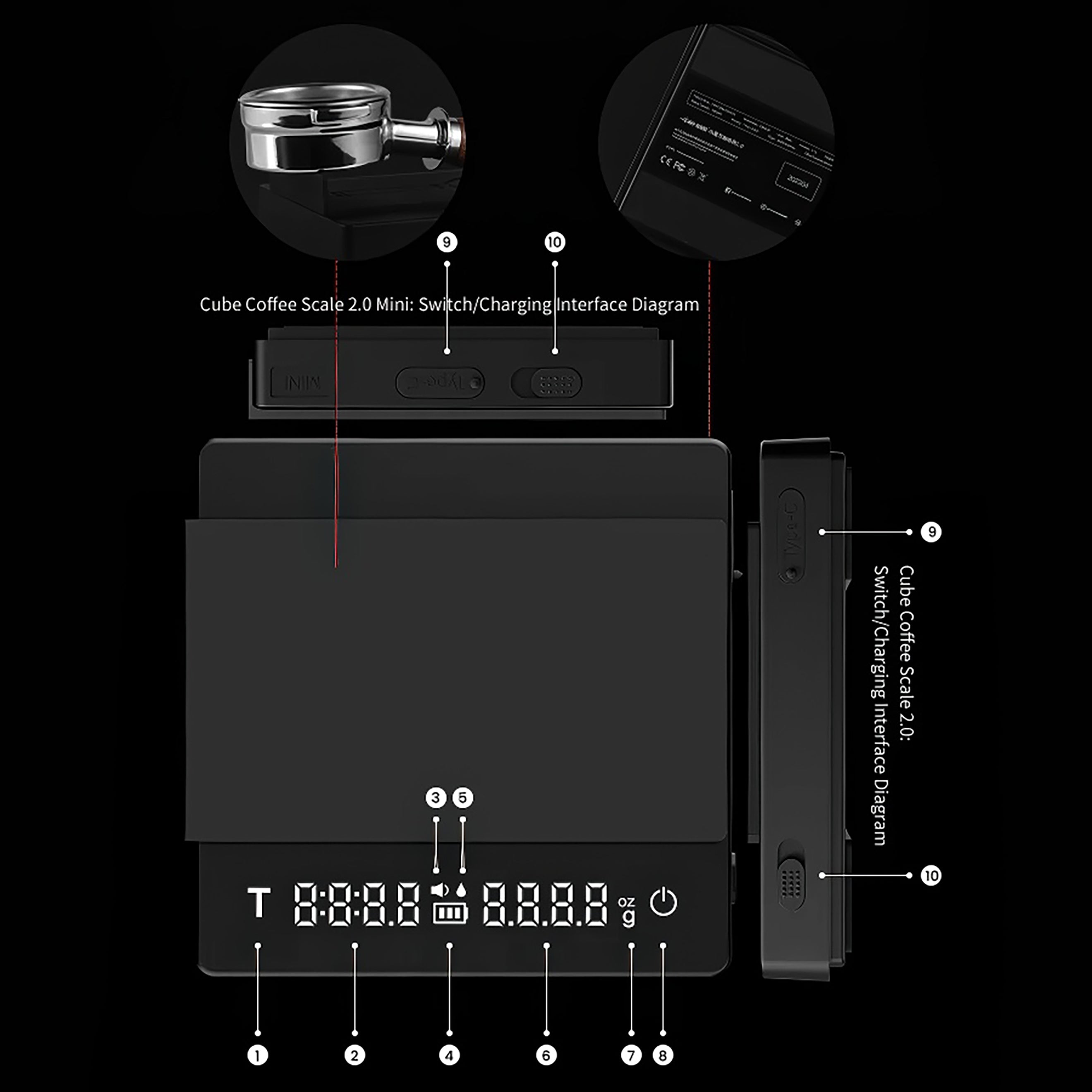 Precision Espresso Mini Coffee Scale 2.0 - Digital Barista Scale with Timer for Pour Over & Drip Coffee - Perfect for Home Brewing, Coffee Shops & Professional Baristas