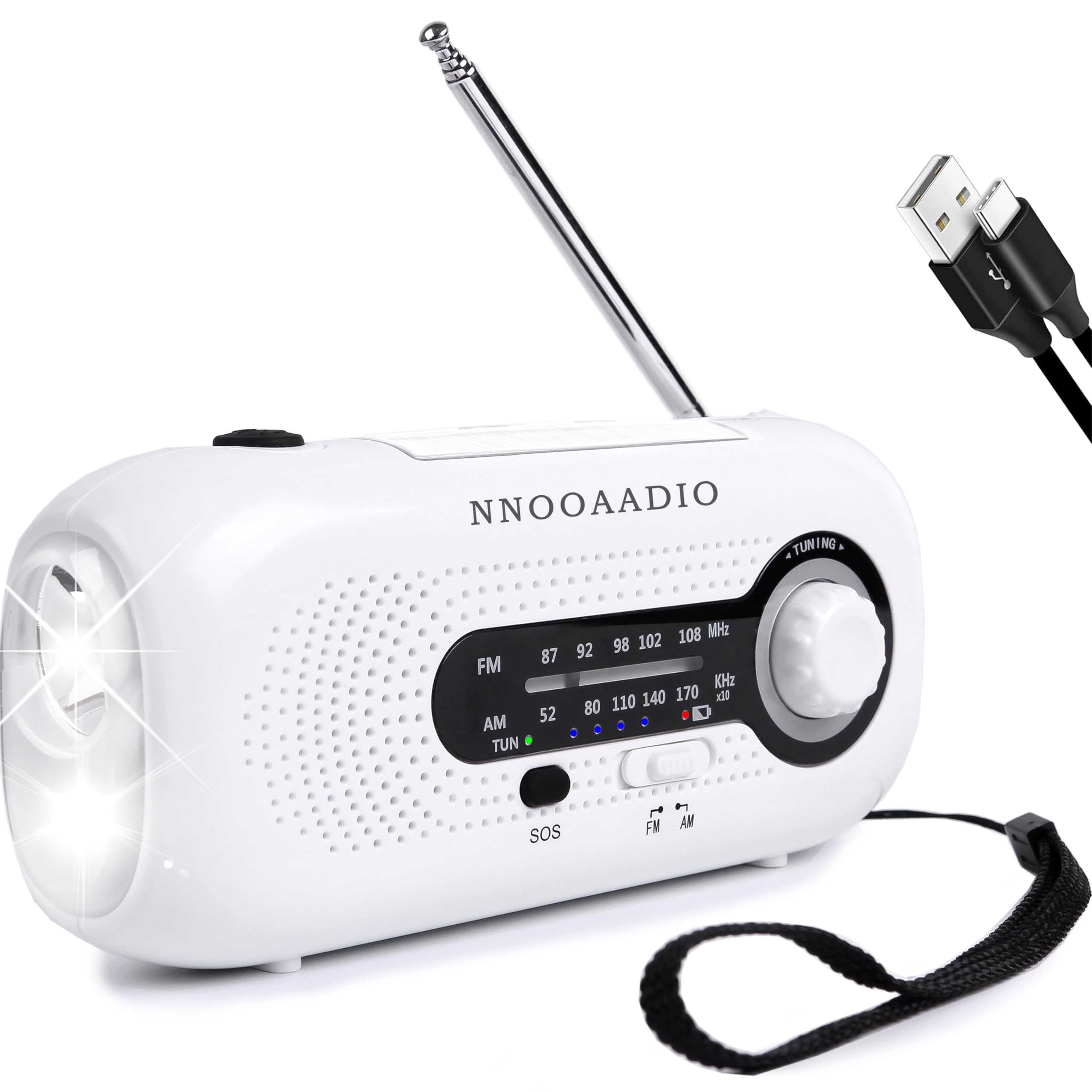 Solar & Hand Crank Emergency Radio - AM/FM Weather Radio with 2000mAh Power Bank, LED Flashlight, SOS Alarm & Phone Charger | Portable Survival Gear for Camping, Hiking & Power Outages