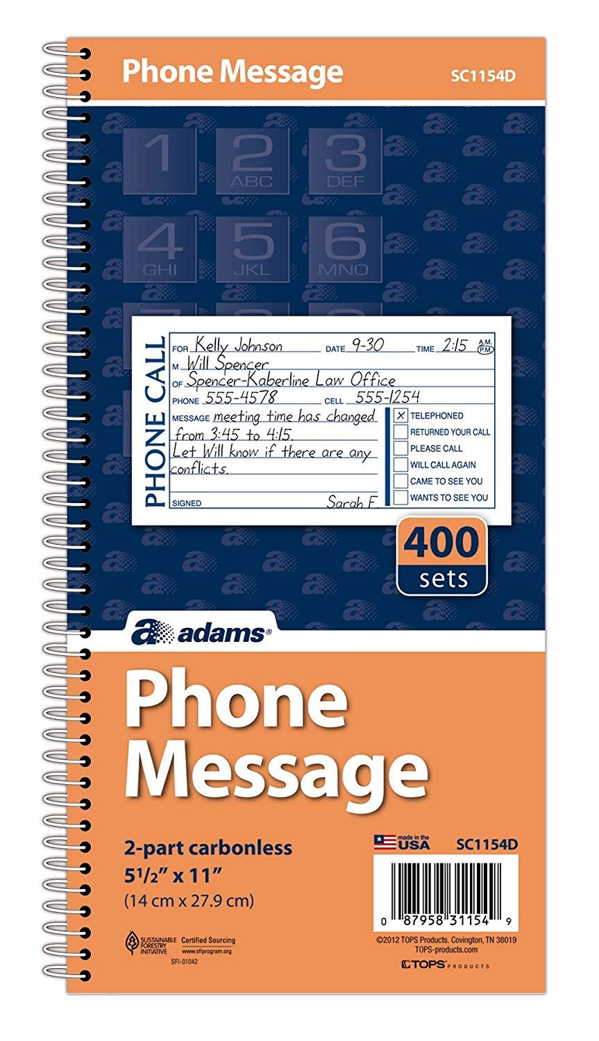 Spiral Bound Phone Message Notebooks - 100 Sheets Call Log Book for Office, Home & Customer Service - Perfect for Taking Notes, Recording Calls & Organizing Messages