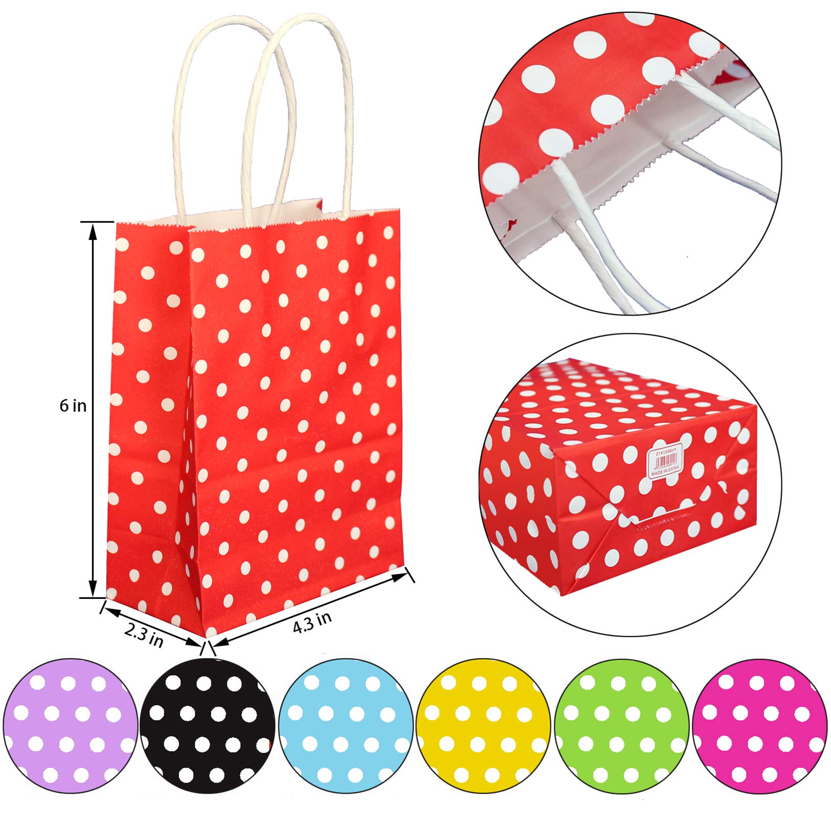 25 Pack Small Black Gift Bags with Handles - 6x4.3x2.3 Inches Mini Party Favor Bags for Weddings, Baby Showers & Birthday Celebrations