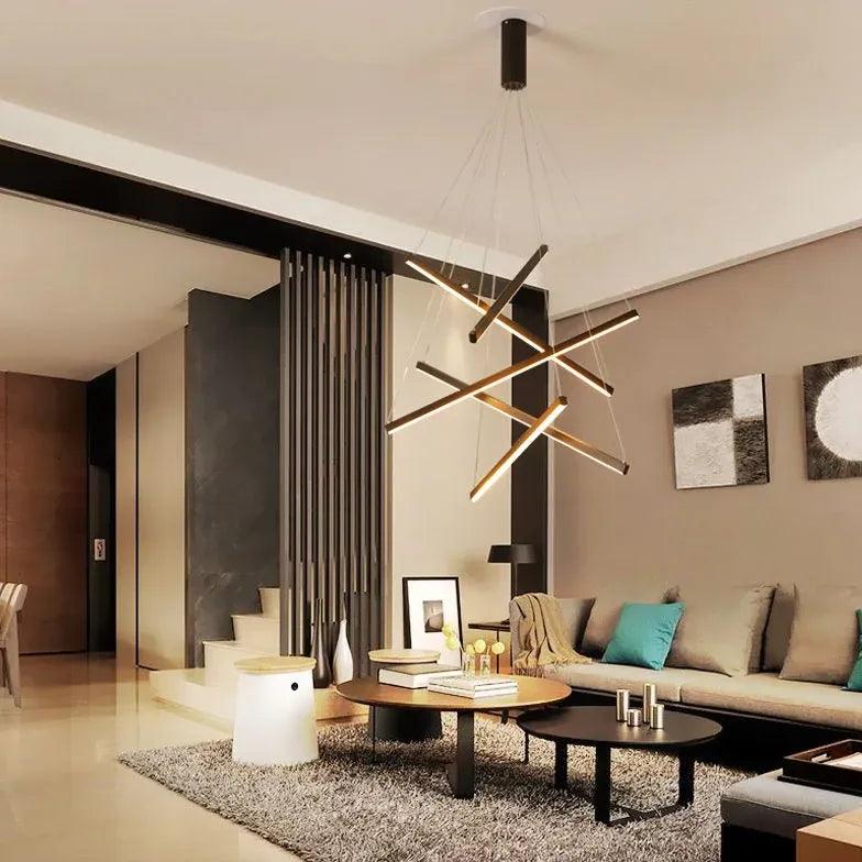 Modern Geometric Gold Chandelier for Living Room - Elegant Ceiling Light Fixture for Dining Room, Bedroom & Home Decor