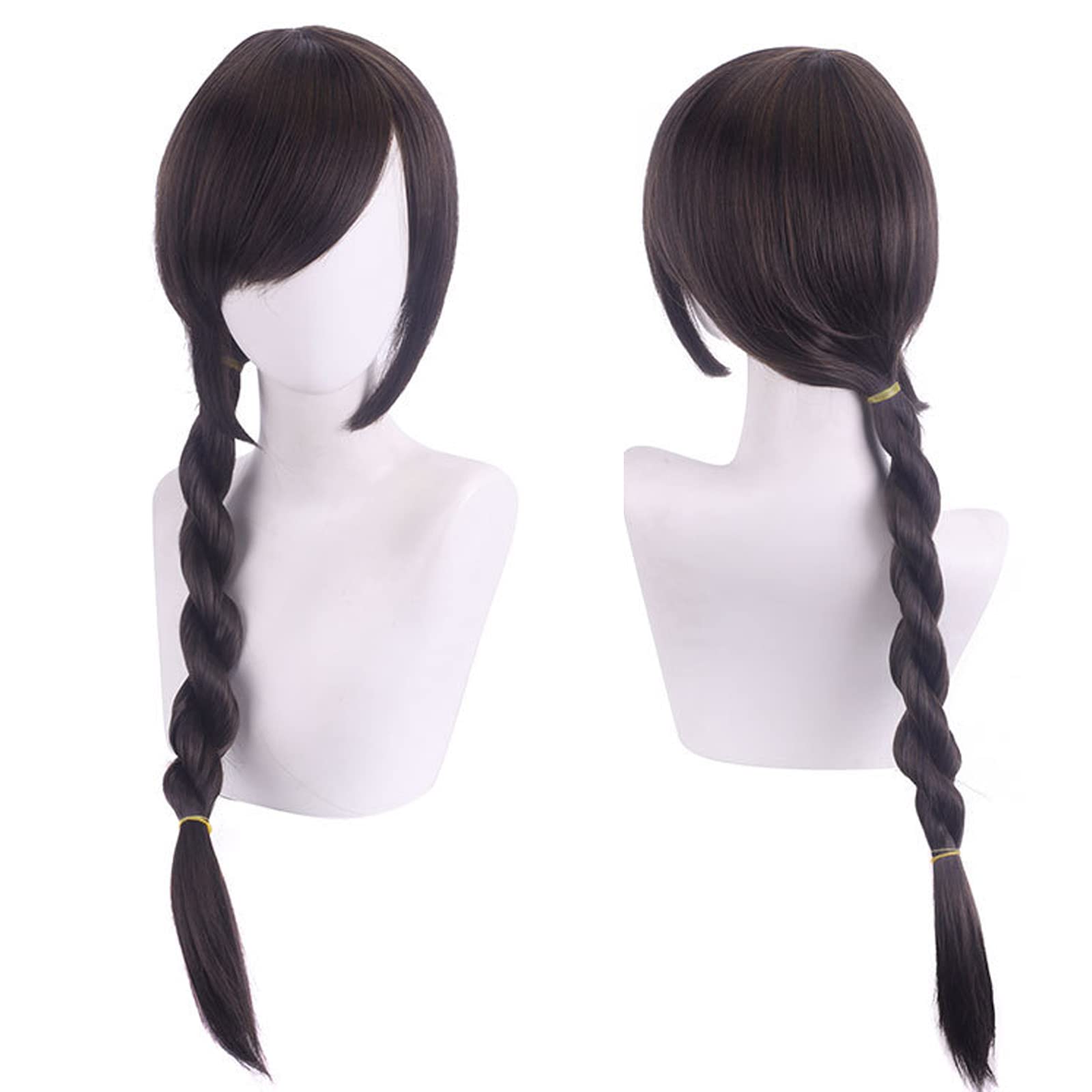 JoneTing Long Brown Braided Wig with Hair Cap for Women - Natural Looking Synthetic Braids for Anime Cosplay, Halloween Costume, Daily Wear & Party Dress Up