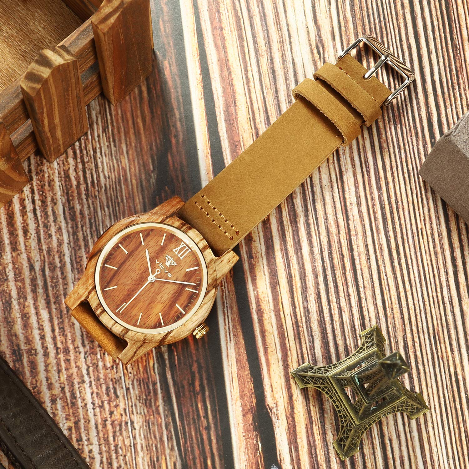 Wooden Watches for Men & Women - Walnut/Olive Wood Chronograph for Sports & Leisure