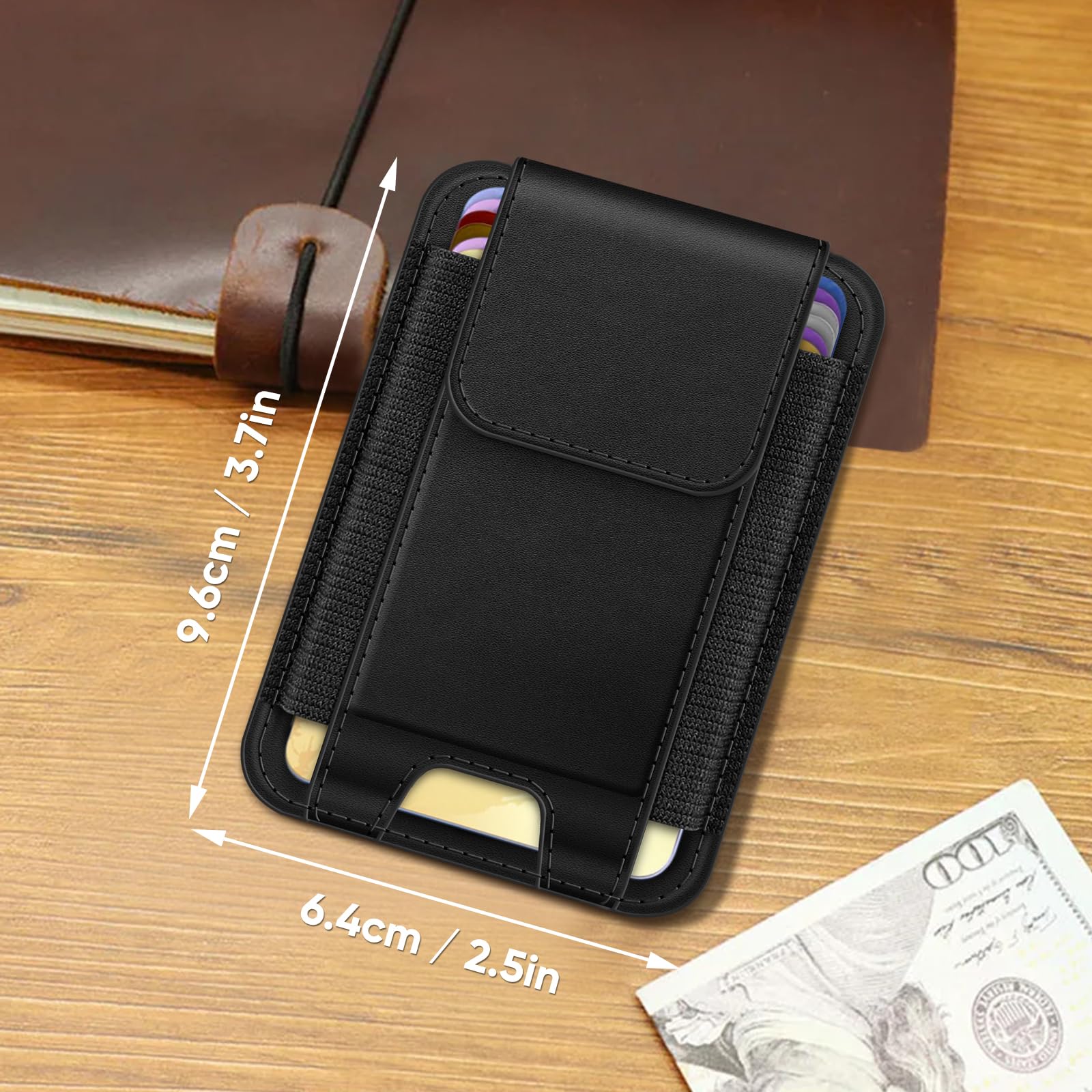 FINPAC MagSafe Wallet for iPhone 16/15/14/13/12 Series - Slim RFID Blocking Leather Card Holder with Strong Magnets (6 Cards) - Perfect for Everyday Use, Travel & Contactless Payments (Black)