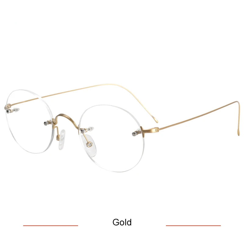Brightzone Women's Rimless Round Titanium Eyeglasses - Lightweight & Durable Titanium Frame for Everyday Wear | Perfect for Office, Reading & Fashion Accessories