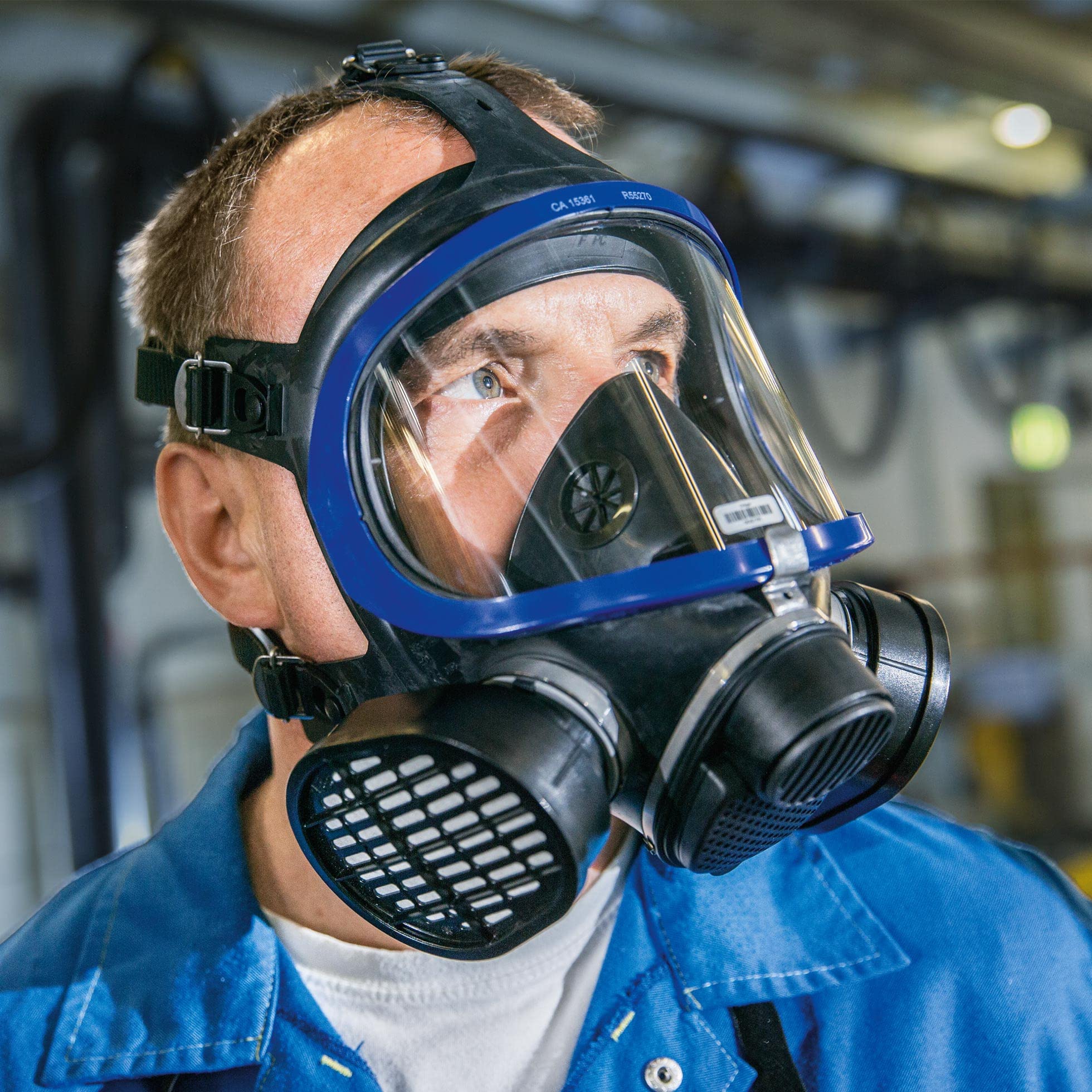 Dräger X-plore 5500 NIOSH Certified Full Face Respirator Mask with 2 Gas Cartridges (OV/AG/HF/FM/CD/AM/MA/HS) - Anti-Fog, 180° Wide Vision for Eye & Respiratory Protection | Ideal for Chemical Handling, Industrial Work & Emergency Response