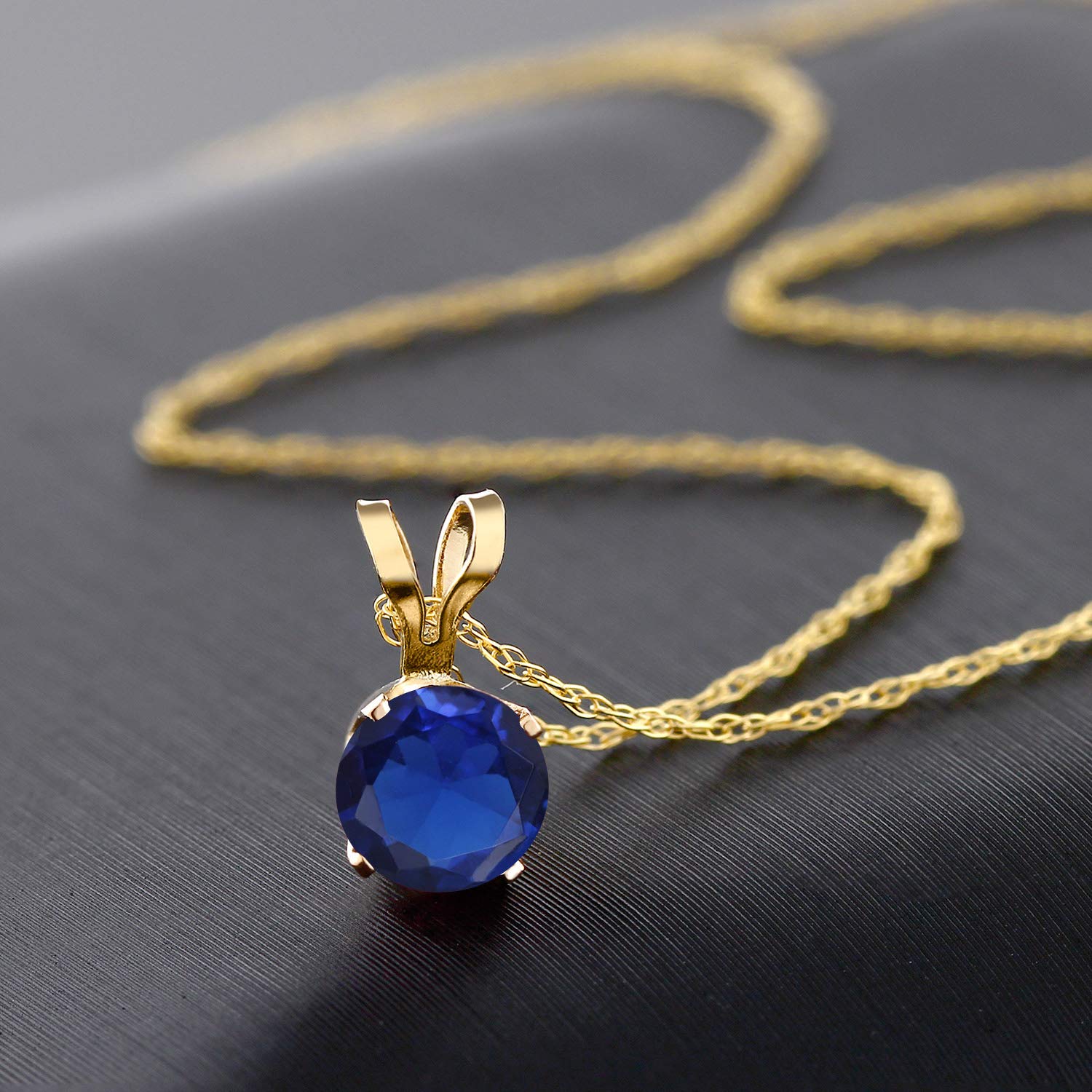 14K Yellow Gold Birthstone Pendant Necklace for Women | Round 4.5MM Gemstone Solitaire | 18 Inch Gold Chain | Personalized Gift for Mom, Wife, Daughter | Perfect for Birthdays, Anniversaries & Special Occasions