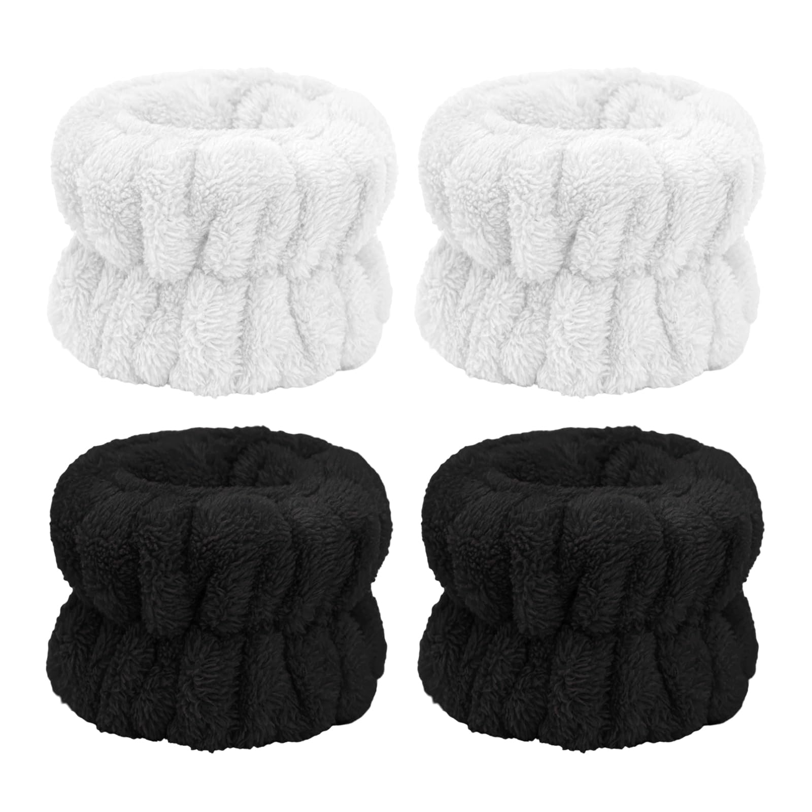**Microfiber Face Washing Wristbands - Absorbent Wrist Wash Band for Skincare & Makeup, Prevents Water & Cleanser Spills (Black/White) - Perfect for Facials, Washing Face & Beauty Routines**