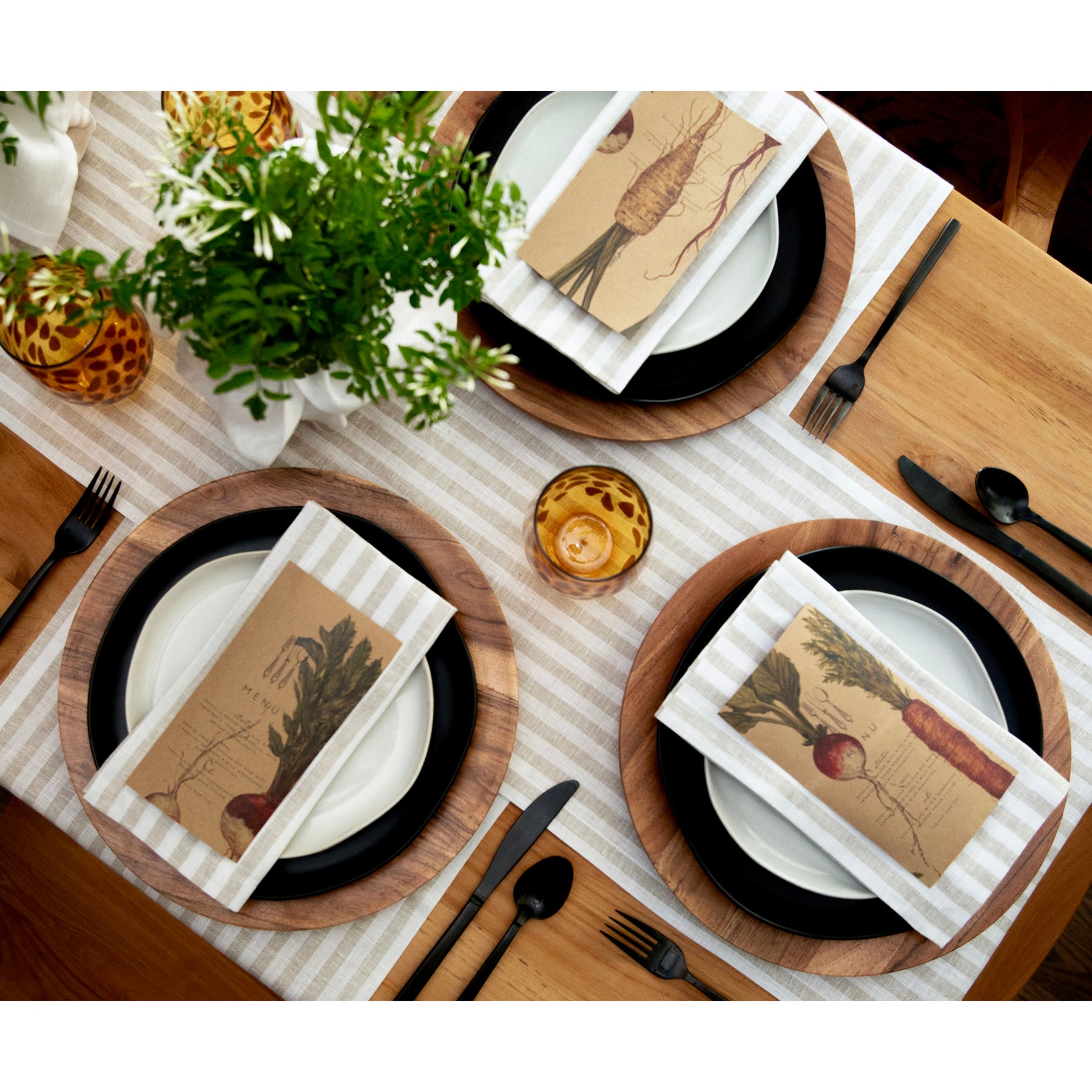 Amalfi Stripe Cotton Napkins Set of 12 - Premium Dinner Napkins for Formal Dining, Parties & Holiday Table Decor - Elegant Italian-Inspired Table Linens
