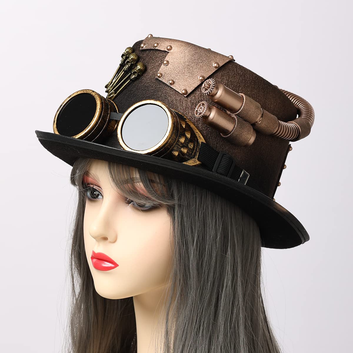 Steampunk Top Hat with Goggles for Women & Men - Victorian Gothic Halloween Costume Accessory - Perfect for Cosplay, Renaissance Fairs, and Themed Parties