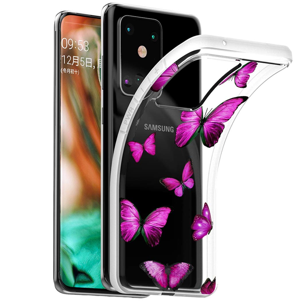 Cute Clear Slim Shockproof TPU Case for Samsung Galaxy S20 Ultra 5G - Soft Protective Phone Cover with Butterfly Design for Women & Girls | Perfect for Everyday Use, Work, and Travel