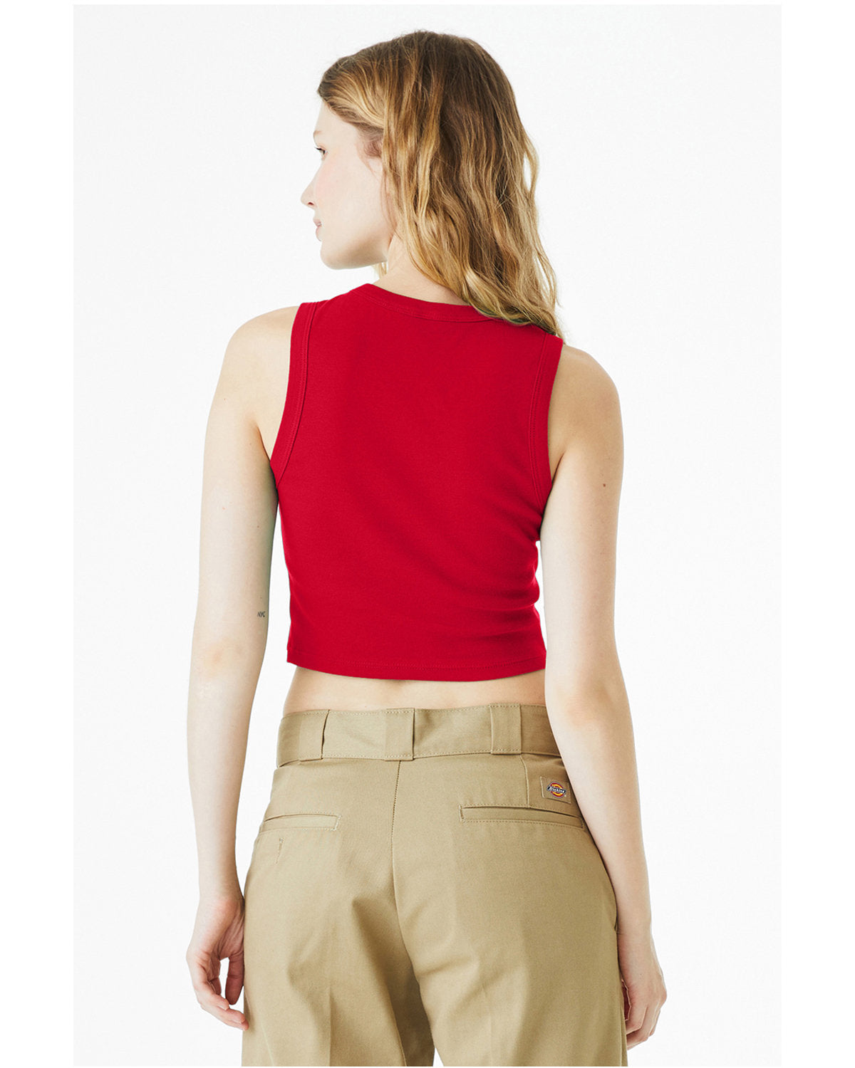 Bella + Canvas 1013BE Women's Micro Rib Muscle Crop Tank Top - Soft Stretchy Workout Shirt for Yoga, Gym & Casual Wear