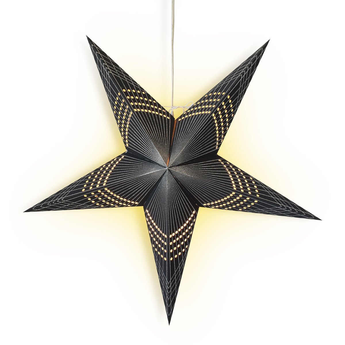 24 Inch Black Prism Glitter Paper Star Lantern - Elegant Hanging Wedding & Party Decoration for Indoor/Outdoor Events, Baby Showers, Christmas & Home Decor