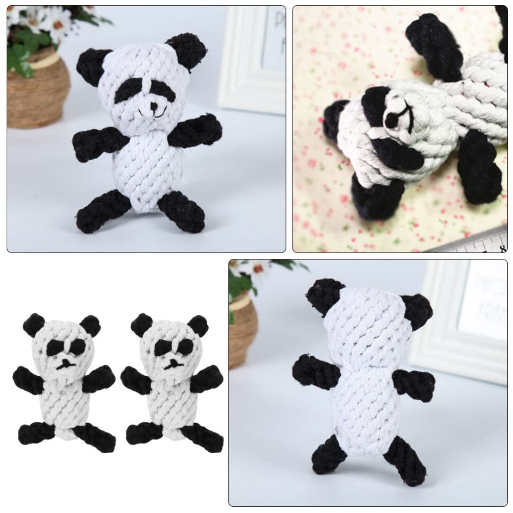 2 Pack Panda Shaped Dog Chew Toys - Durable Cotton Rope Chewing Toys for Small & Medium Dogs, Cat Teeth Cleaning Toy - Fun Interactive Pet Chew Toys for Puppies & Kittens - Perfect for Teething, Dental Care & Playtime