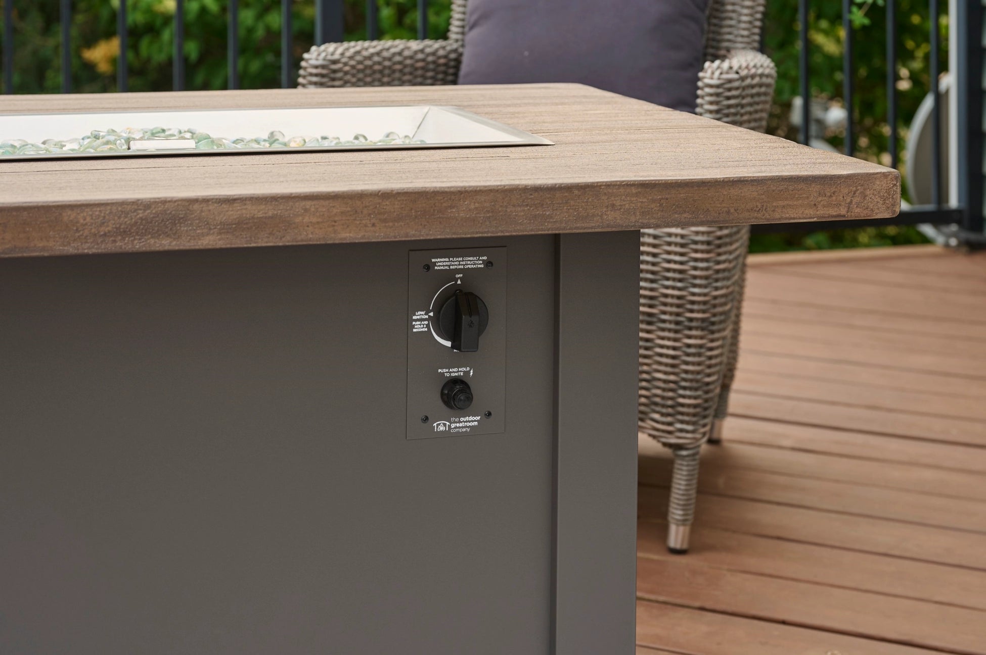 Havenwood Rectangular Gas Fire Pit Table by The Outdoor Greatroom Company - Perfect for Patio, Backyard, and Outdoor Gatherings