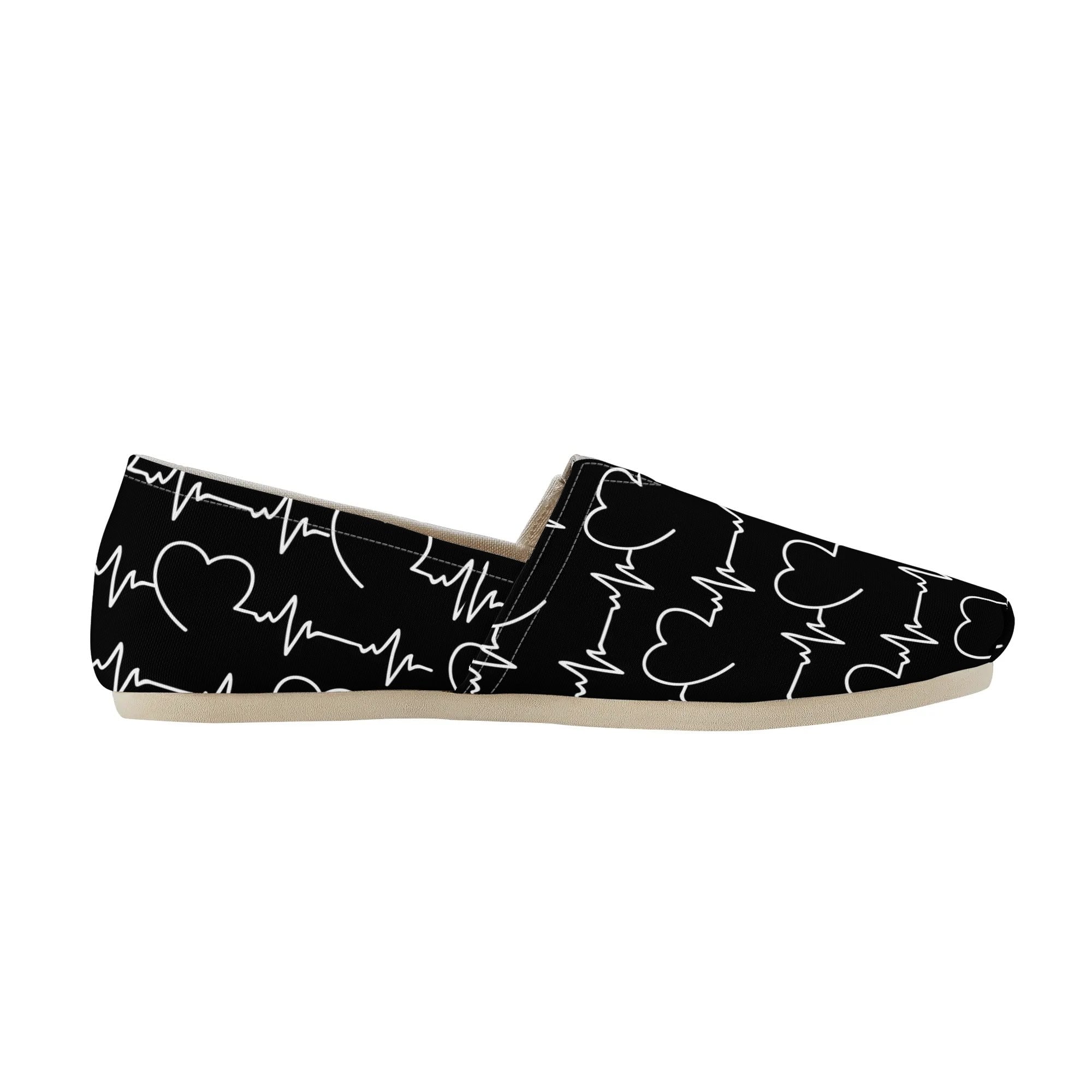 Heartbeat Hearts Casual Shoes for Women - Comfortable Slip-On Sneakers with Cute Heart Design - Perfect for Walking, Running Errands & Everyday Wear