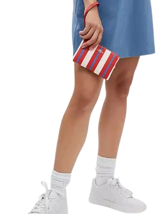Coach Corner Zip Wristlet with Stripe Print - Stylish Crossbody Wallet for Women - Perfect for Everyday Use, Travel & Shopping
