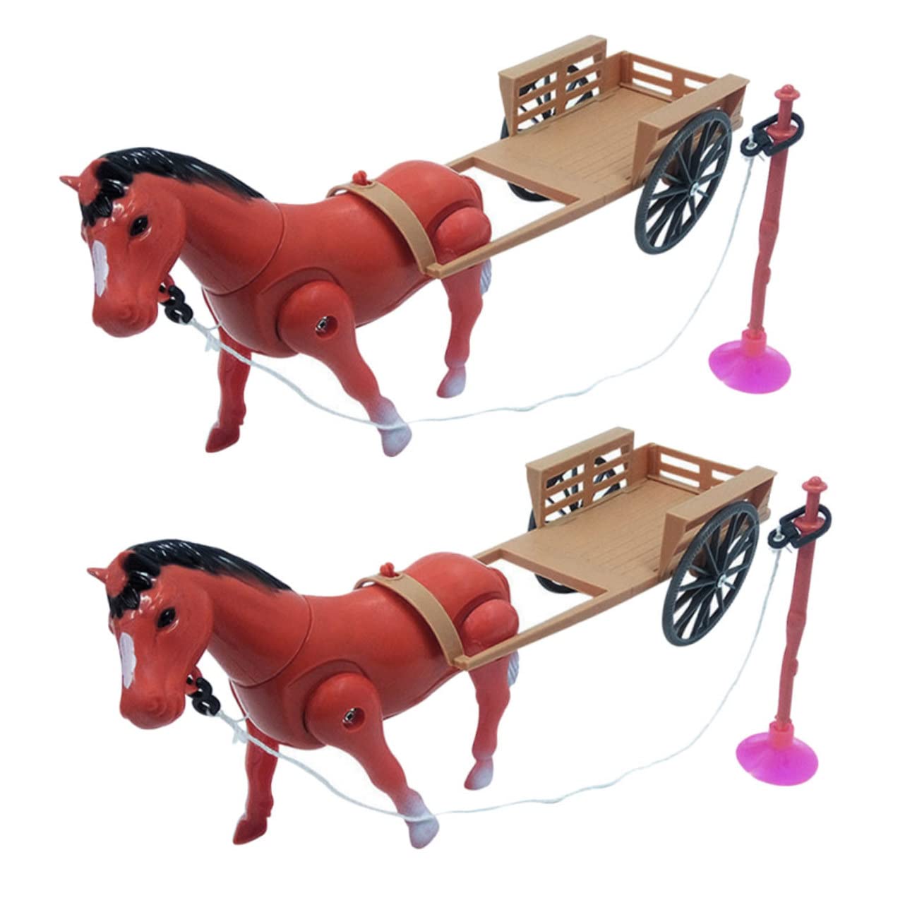 2 Pcs Electric Rotating Horse and Cart Toy Set - Fun Revolving Ride-On Toy for Girls & Kids, Perfect Gift for Birthday & Christmas - Indoor & Outdoor Play, Pretend Play, Party Favors