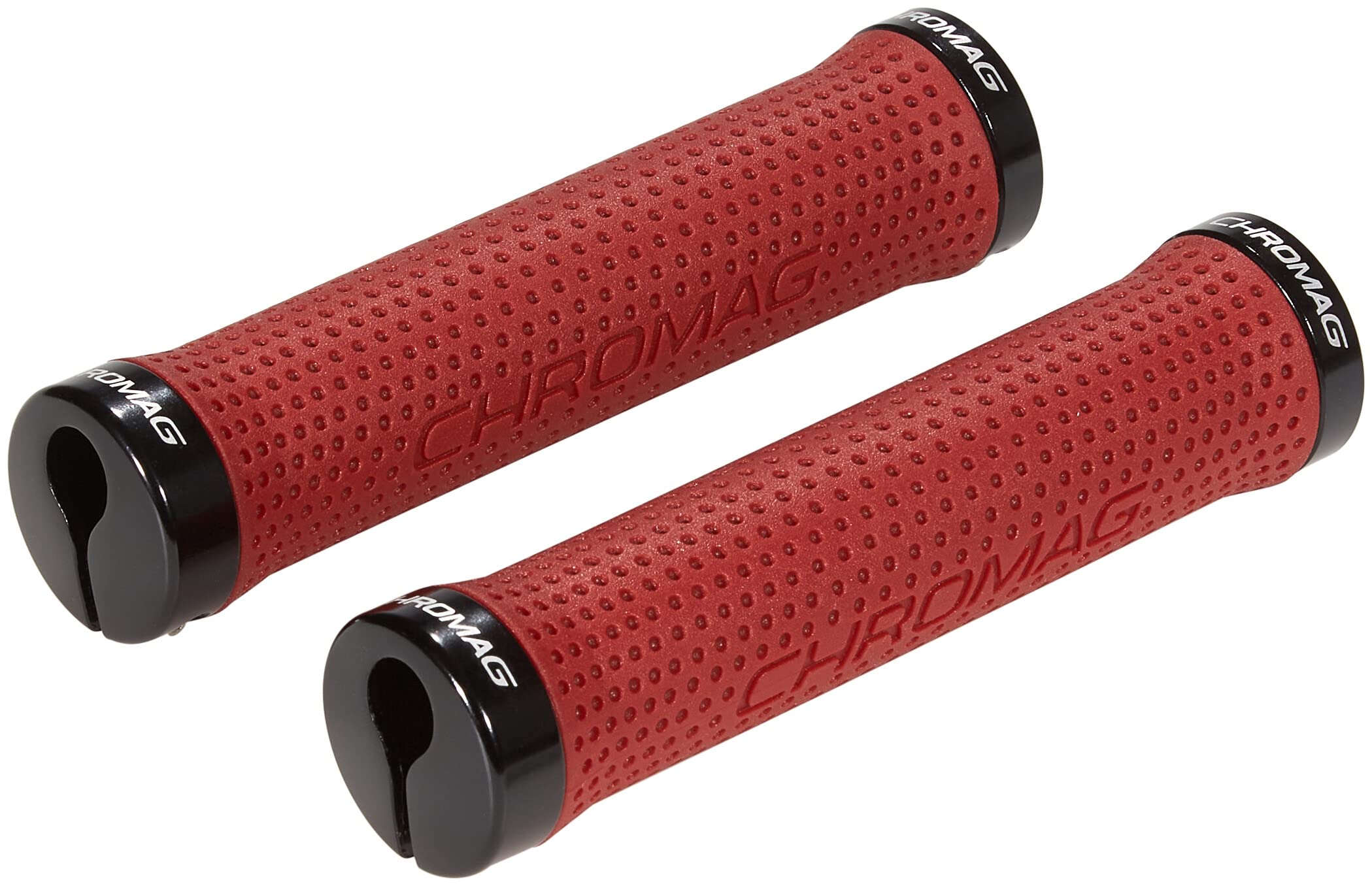 Chromag Basis Grips - Red Mountain Bike Grips for BMX, MTB & Dirt Jumping - Pair (Perfect for Trail Riding & Urban Commuting)