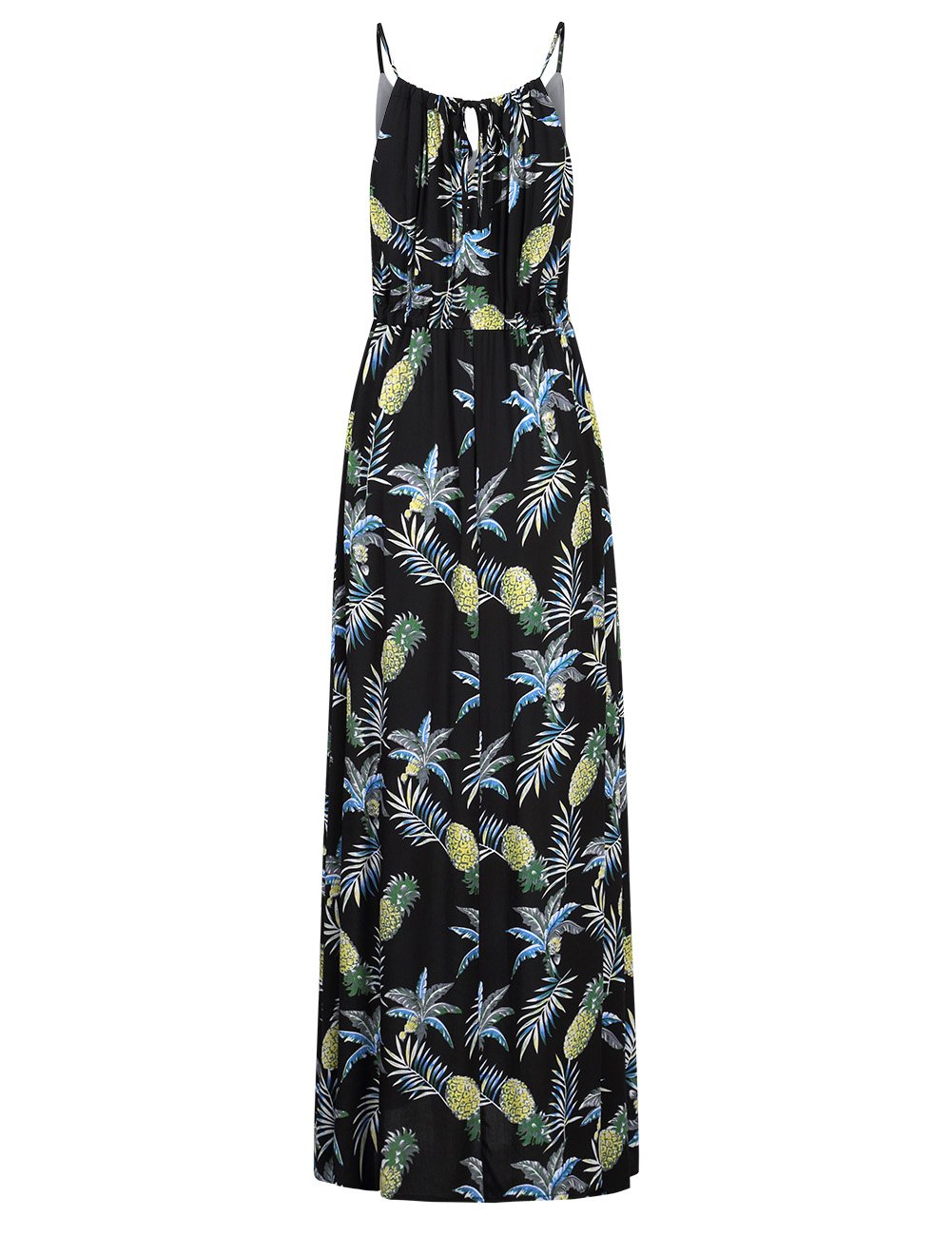 Women's Floral Maxi Dress with V-Neck & Adjustable Straps - Hawaiian Beach Dress for Summer Vacation, Pool Party & Casual Outings