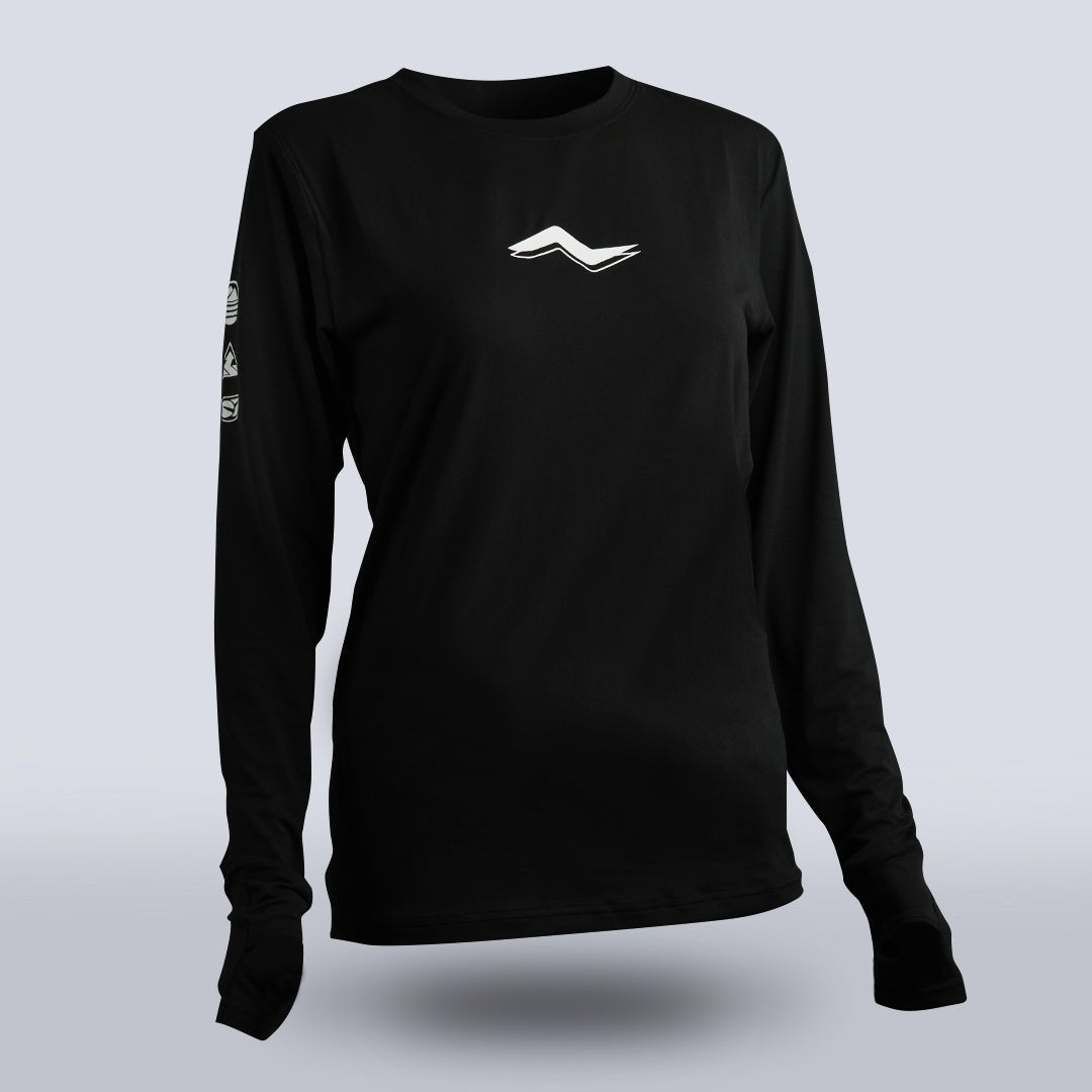 Women's Tarkine Long Sleeve Ultra Eco-Friendly Running Shirt - Sustainable Performance Tee for Outdoor Jogging & Workouts (Black, Standard Thickness) | Perfect for Trail Running, Gym Training & Casual Wear