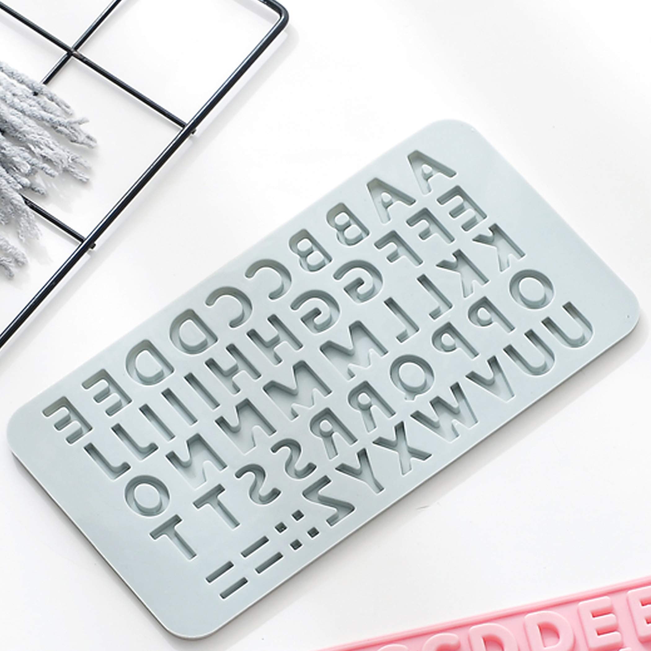 Verdental Silicone Alphabet Letter Molds & Number Candy Molds Set of 2 - Non-Stick Chocolate, Gummy, Ice Cube Molds for Birthday Cake Decorations (Blue) - Perfect for DIY Desserts, Party Treats & Baking Crafts