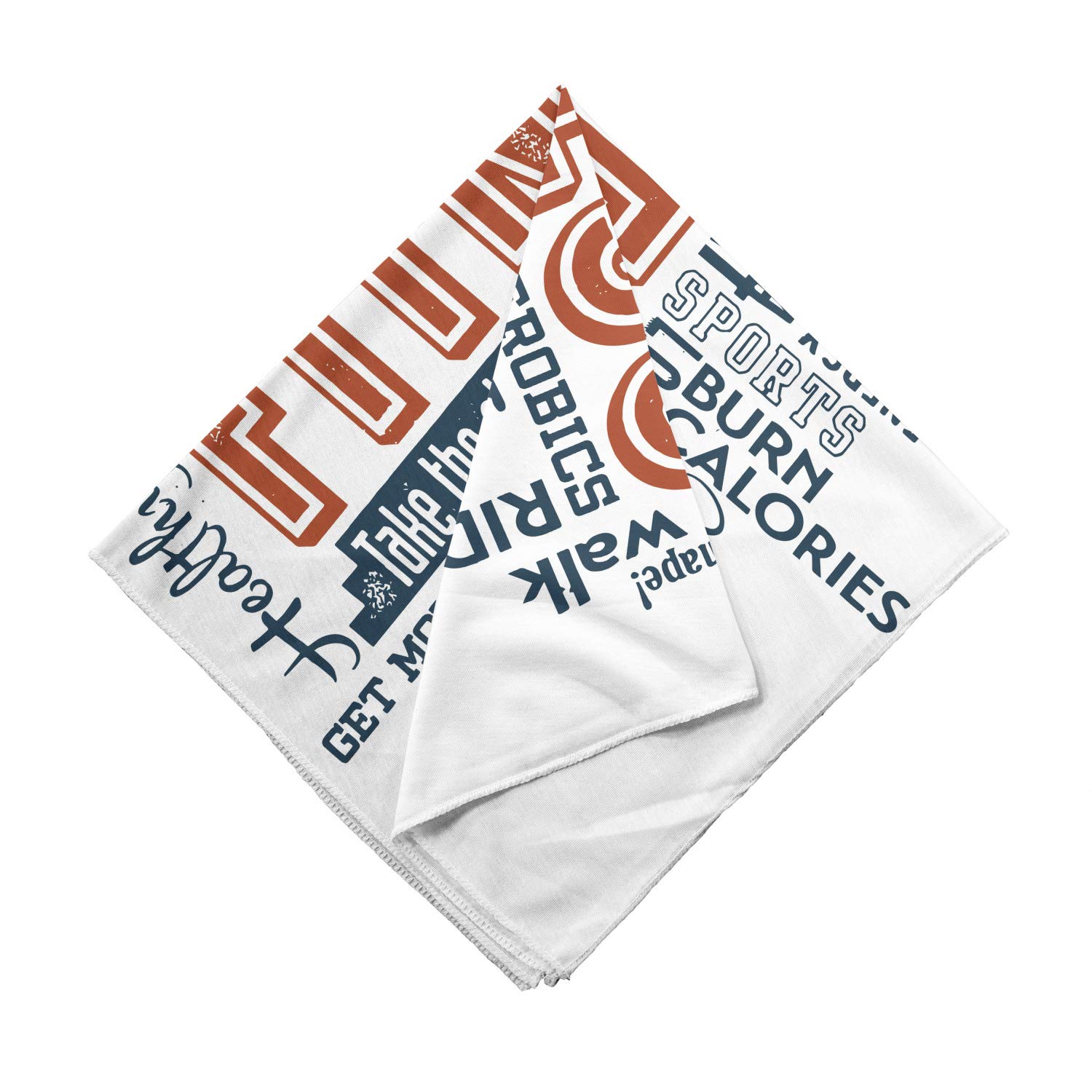 Ambesonne Unisex Fitness Bandana - Retro Words Design, Dark Blue Orange & White - Perfect for Workouts, Running, Cycling & Outdoor Activities