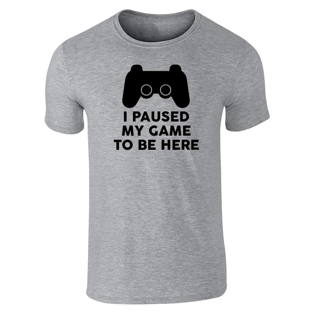 Pop Threads 'I Paused My Game to Be Here' PS Controller Graphic Tee for Men - Cool Gaming T-Shirt for Casual Wear & Video Game Lovers