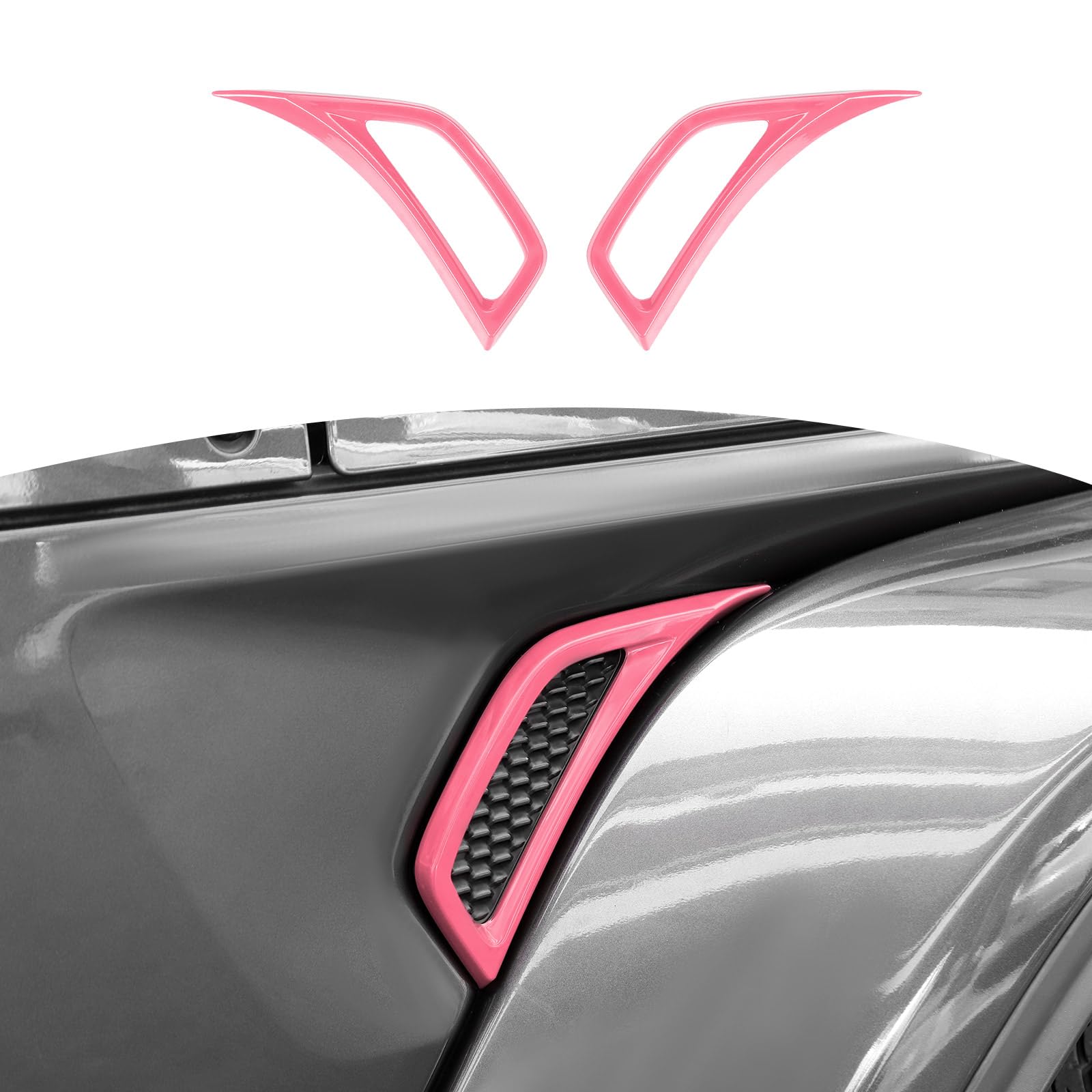 Jeep Wrangler JL JLU & Gladiator JT Side Fender Vent Decal Trim Cover - RT-TCZ Pink Exterior Accessories (2018-2024 Models, 2-Piece Set) - Enhance Off-Road Style & Protect Fenders
