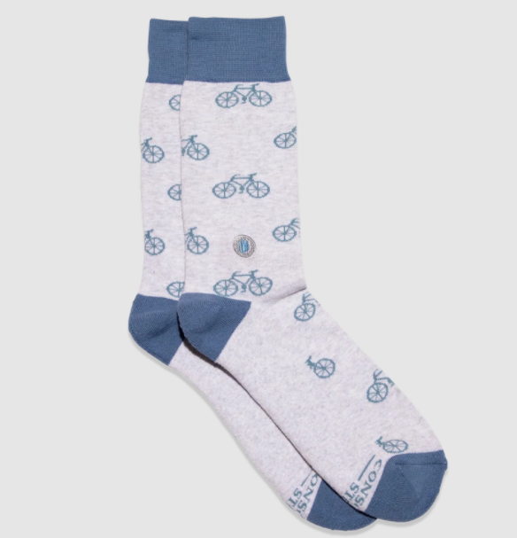 Charitable Socks That Donate Books & Bicycles to Kids in Need - Comfortable Cotton Crew Socks for Men & Women - Perfect for Cycling, Running, and Everyday Wear