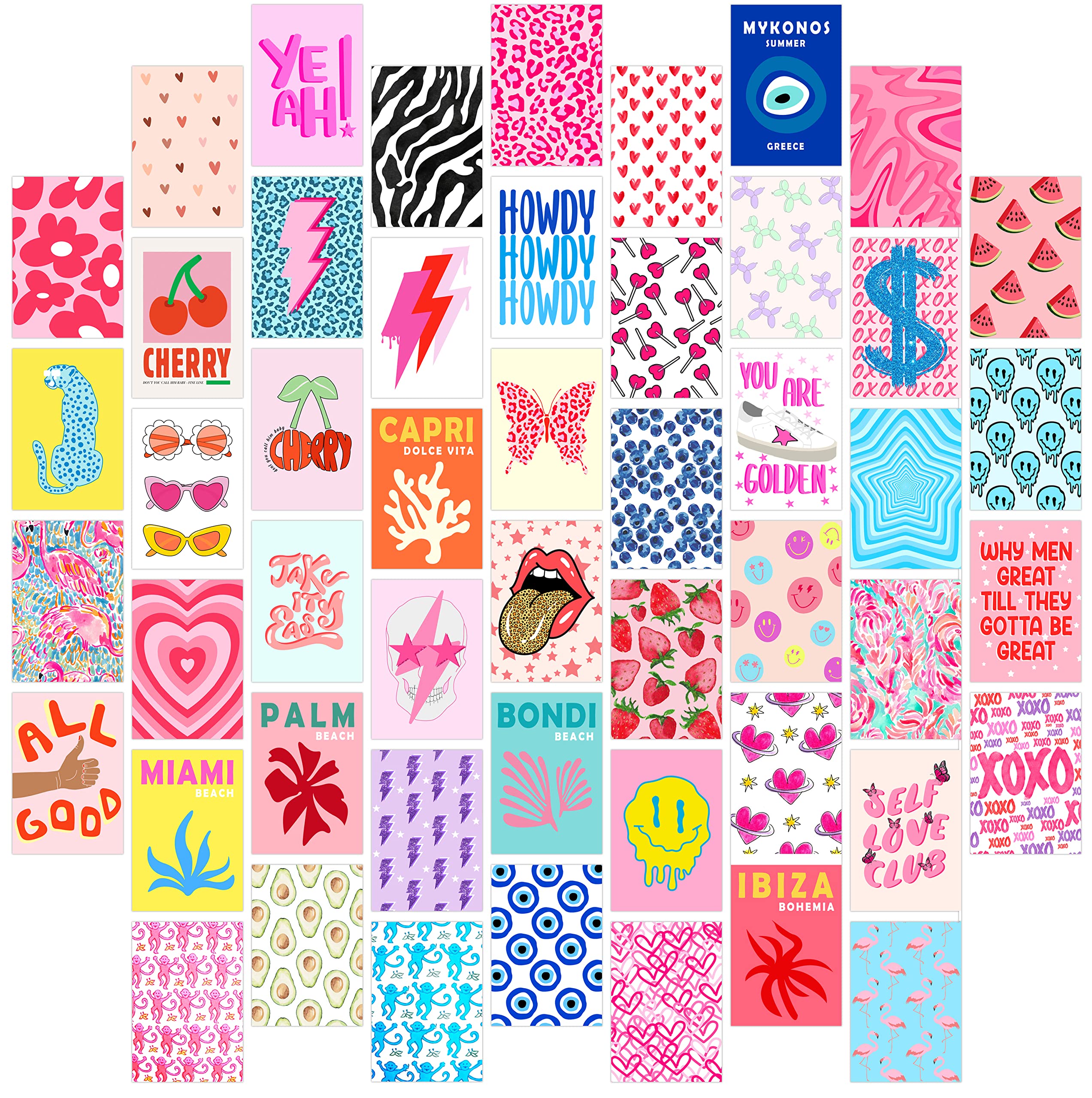Aesthetic Wall Collage Kit - 50 PCS Trendy Dorm Decorations for Teens & Young Adults | Preppy Room Decor, Posters for Bedroom & Teen Girl Room | Perfect for Aesthetic Room Makeovers & Instagram-Worthy Spaces