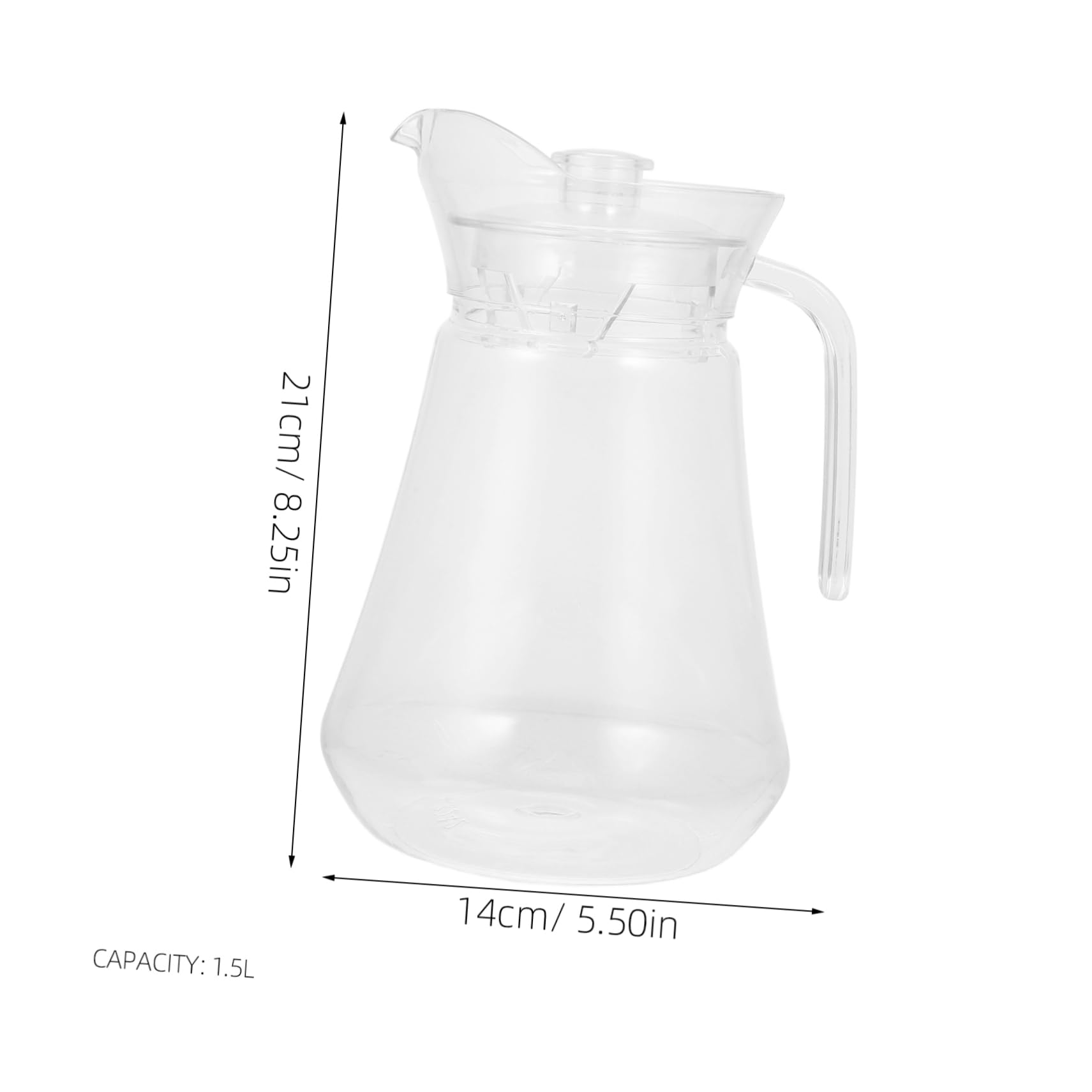 1.5L Borosilicate Glass Water Pitcher with Lid - Hot & Cold Beverage Carafe for Juice, Coffee, Lemonade, Iced Tea - Clear Plastic-Free Jug for Home, Office, and Outdoor Use