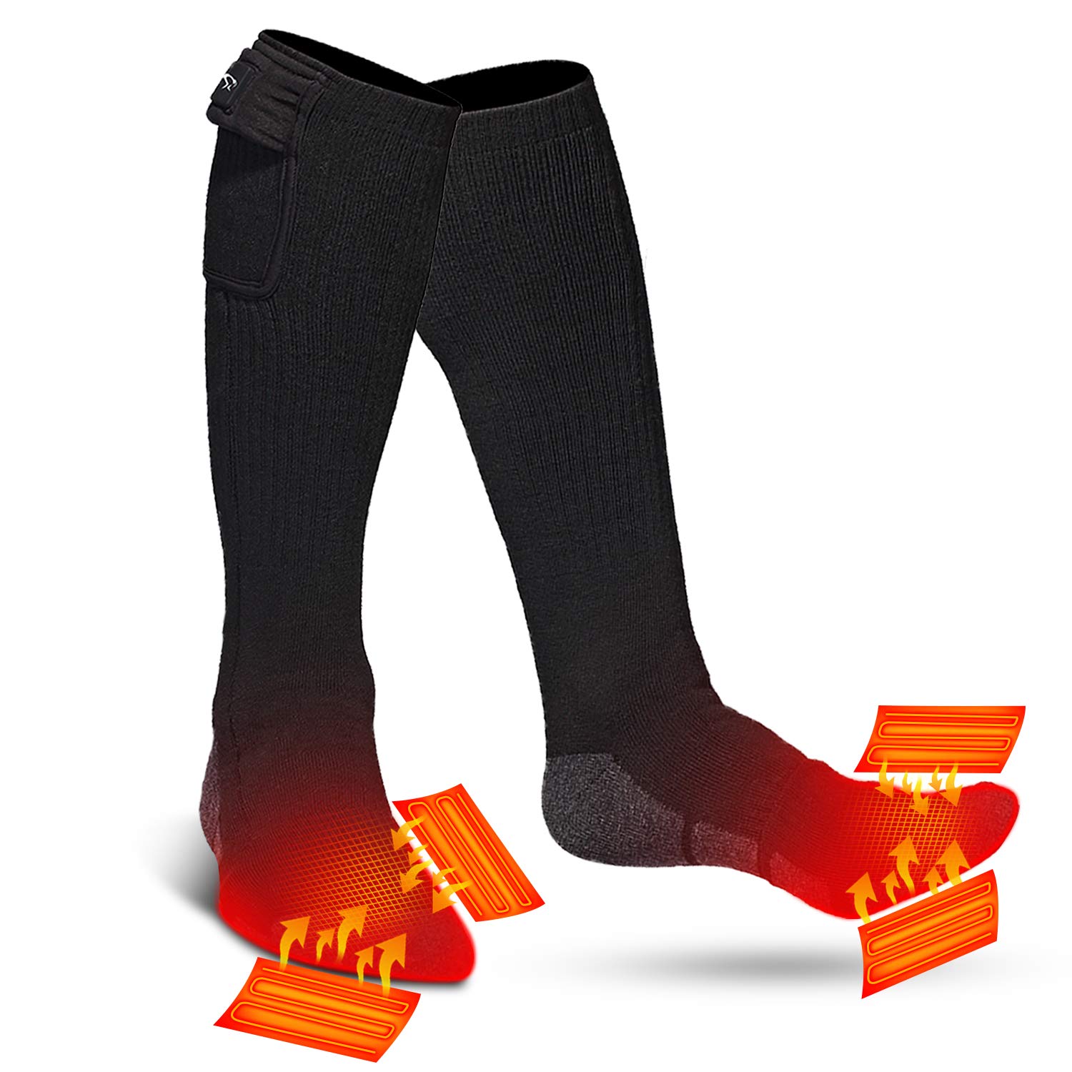 SNOW DEER Heated Socks - Upgraded 7.4V Rechargeable Battery Electric Warm Socks for Men & Women, Winter Thermal Socks for Hunting, Fishing, Camping, Hiking & Skiing - Perfect for Outdoor Activities in Cold Weather