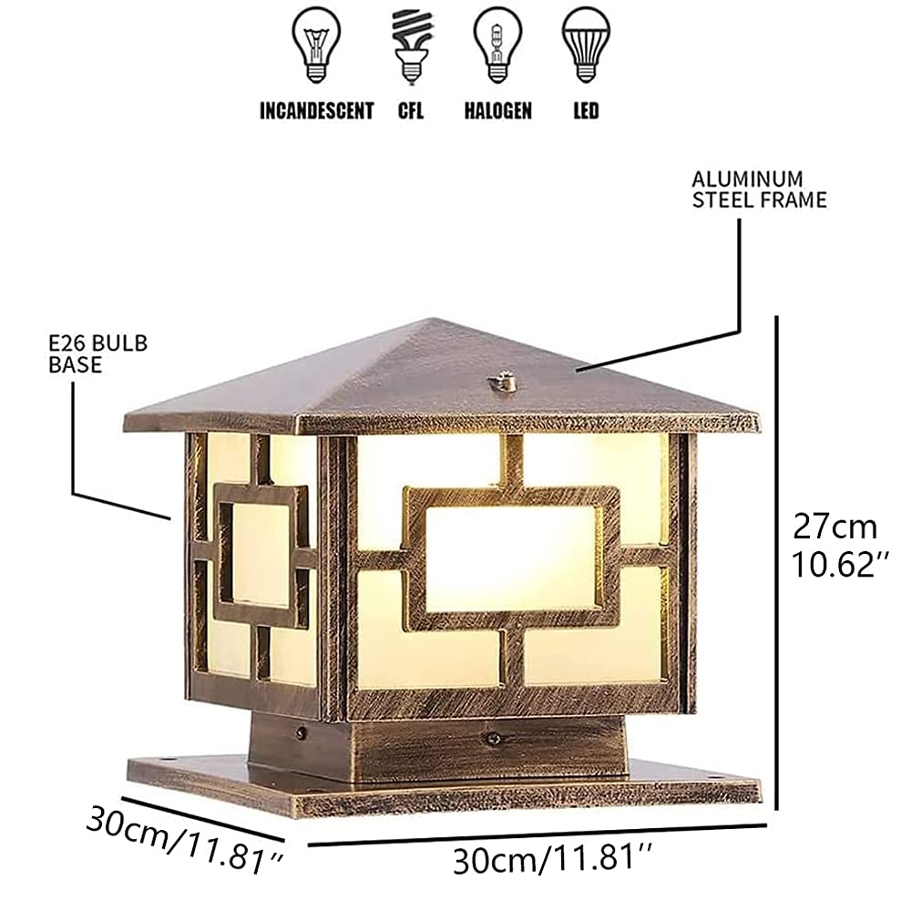 Outdoor Column Lights - IP65 Waterproof Aluminum Post Lamp for Patio, Garden & Lawn - Rust-Resistant E26 Exterior Light Fixture - Perfect for Pathway Lighting, Deck Illumination and Landscape Accents