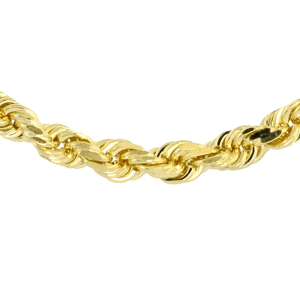 14K Solid Yellow Gold 4mm Diamond Cut Rope Chain Necklace & Bracelet Set for Men and Women (8-30 inches) - Perfect for Gifts, Anniversaries, and Everyday Luxury Wear