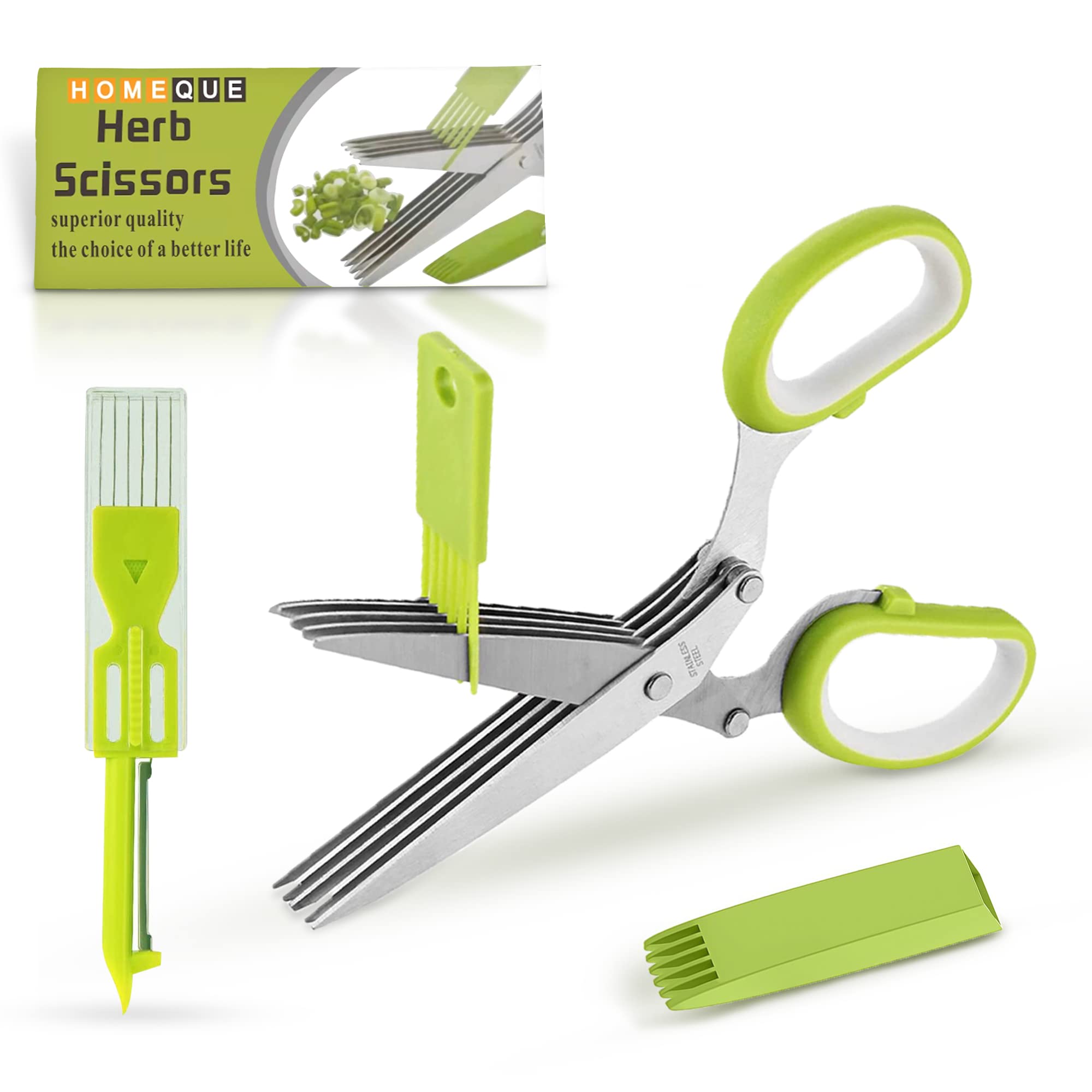 5-Blade Stainless Steel Herb Scissors - Sharp Kitchen Shears for Cutting Fresh Herbs, Parsley, Basil & More - Perfect for Cooking, Garnishing & Meal Prep