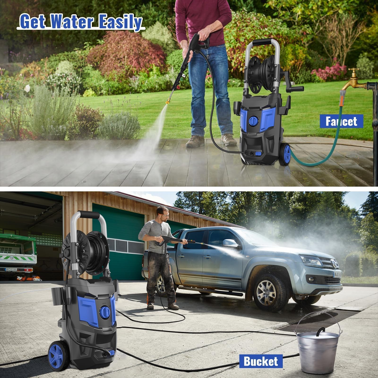 4800PSI Electric Pressure Washer with 3.2 GPM, 20FT Hose & 35FT Cord - Includes 4 Nozzle Tips & Foam Cannon for Driveway, Deck, Patio, and Car Cleaning