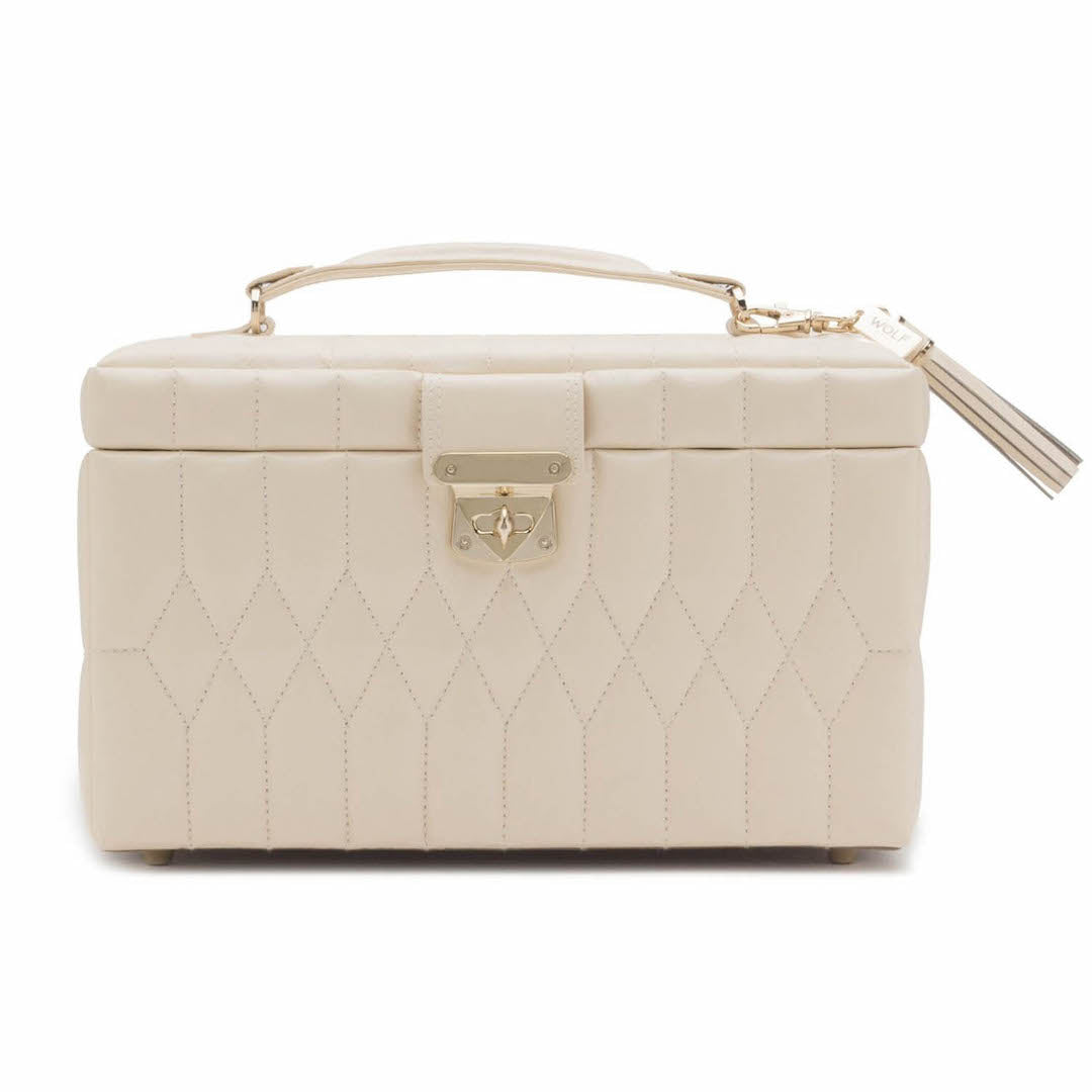 Caroline Medium Jewelry Case in Ivory - Elegant Jewelry Organizer for Travel & Home Storage | Perfect for Necklaces, Rings & Earrings