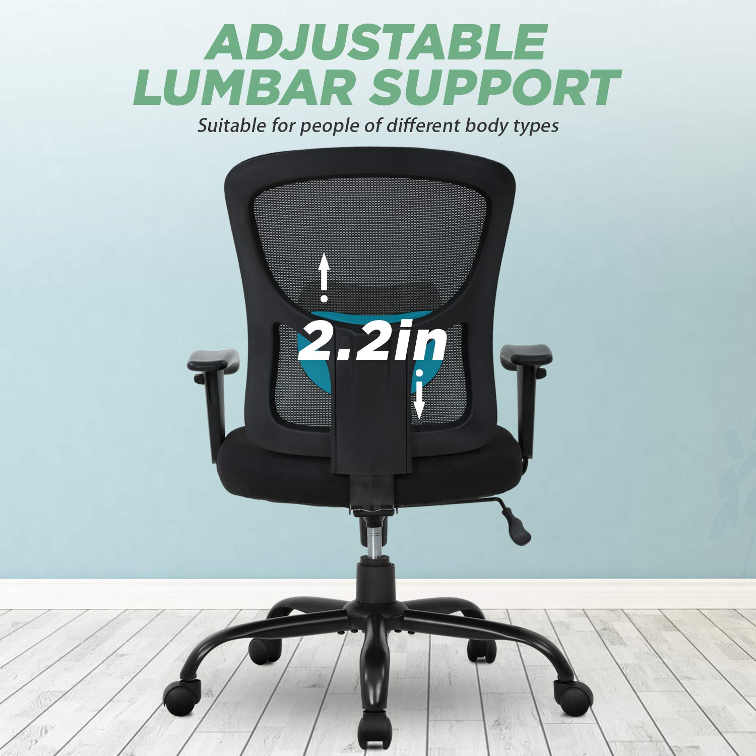 BestOffice Big and Tall Office Chair - 500lbs Capacity Ergonomic Mesh Computer Chair with Lumbar Support, Wide Seat & High Back - Executive Desk Chair for Home Office (Black) - Perfect for Long Work Hours, Gaming, and Remote Work
