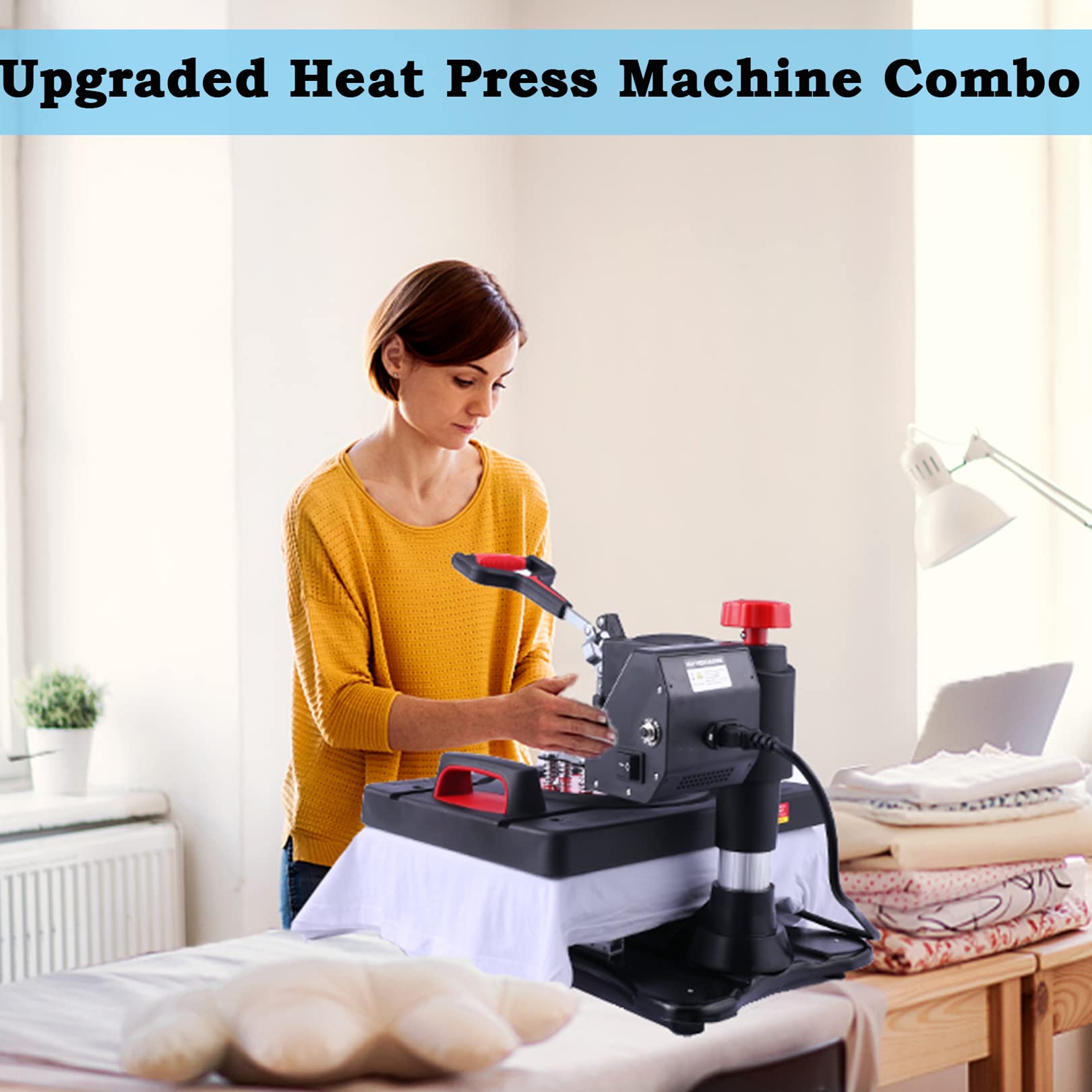 8-in-1 Upgraded 15x12 Inch Digital Swing Heat Press Machine - Industrial Quality Sublimation Heat Transfer for T-Shirts, Mugs, Hats & Plates | Perfect for DIY Crafts, Custom Apparel & Small Business Printing