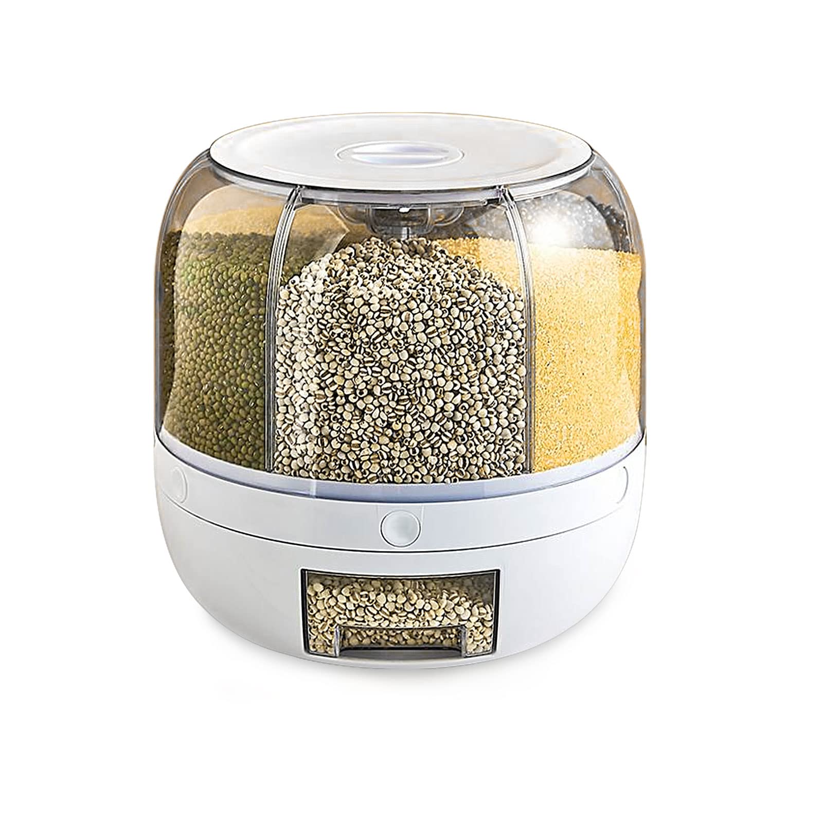 5-Grid 10L Wall Mounted Dry Food Dispenser with Rotating Design - Precise Food Output Control for Kitchen, Pantry & Pet Food Storage | Perfect for Rice, Cereal, Nuts & Coffee Organization