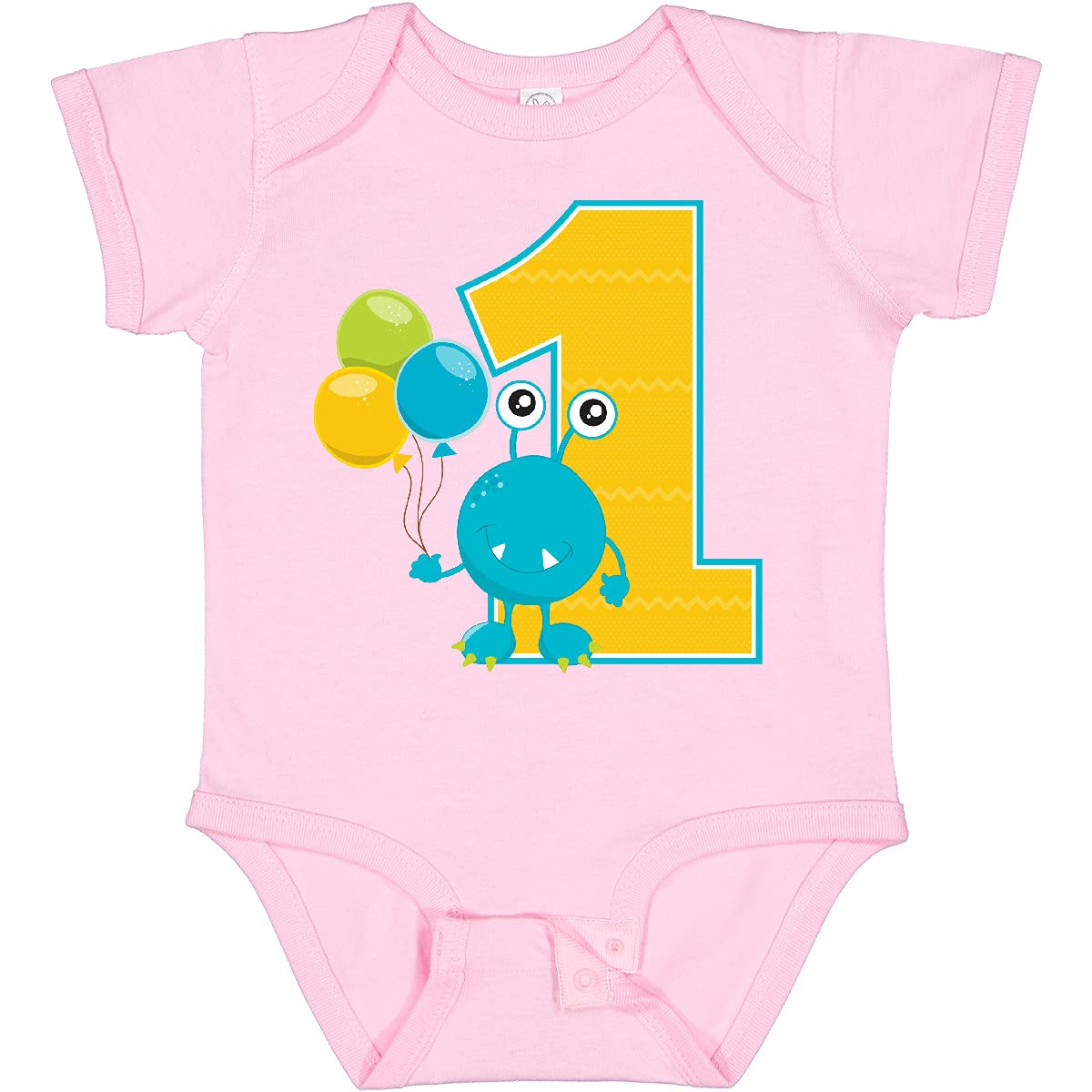 Inktastic First Birthday Monster Baby Bodysuit - Cute 1st Birthday Outfit for Boys & Girls - Perfect for Birthday Photos, Parties & Celebrations